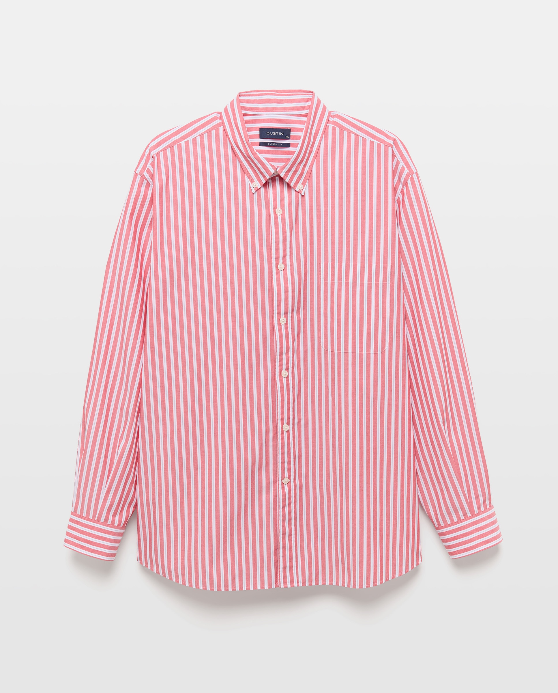 Camisa Casual Tamanhos Grandes de Popelina às Riscas Classic Fit 630 Coral-4