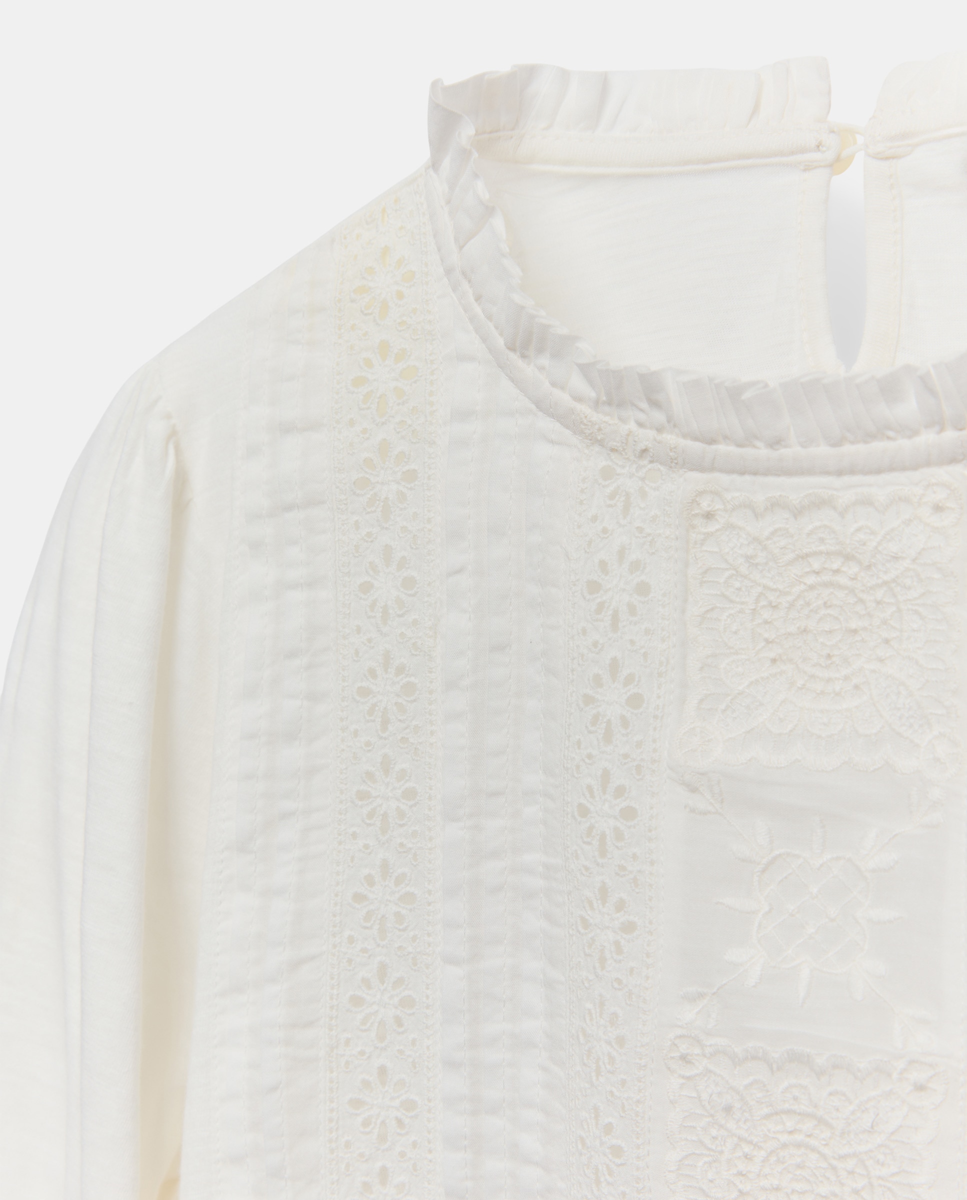 Camisola de Manga Comprida com Decote Redondo e Renda 120 Cru-5