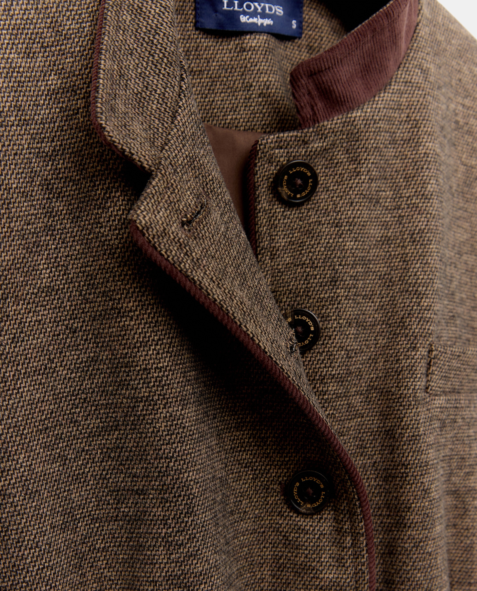 Blazer com Contrastes de Veludo Castanho-6