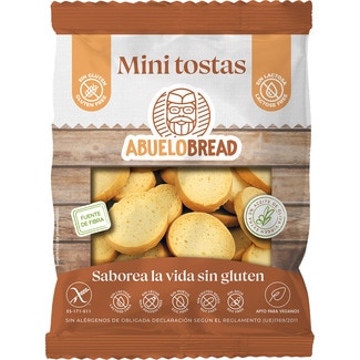 mini tostas sin gluten sin lactosa apto para veganos bolsa 100 g - Abuelobread