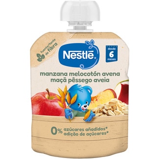 manzana, melocotón y avena 0% azúcares añadidos bolsa 90 g desde 6 meses - Nestle