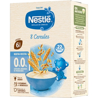 papilla 8 cereales 0% azúcares añadidos desde 6 meses envase 330 g - Nestle