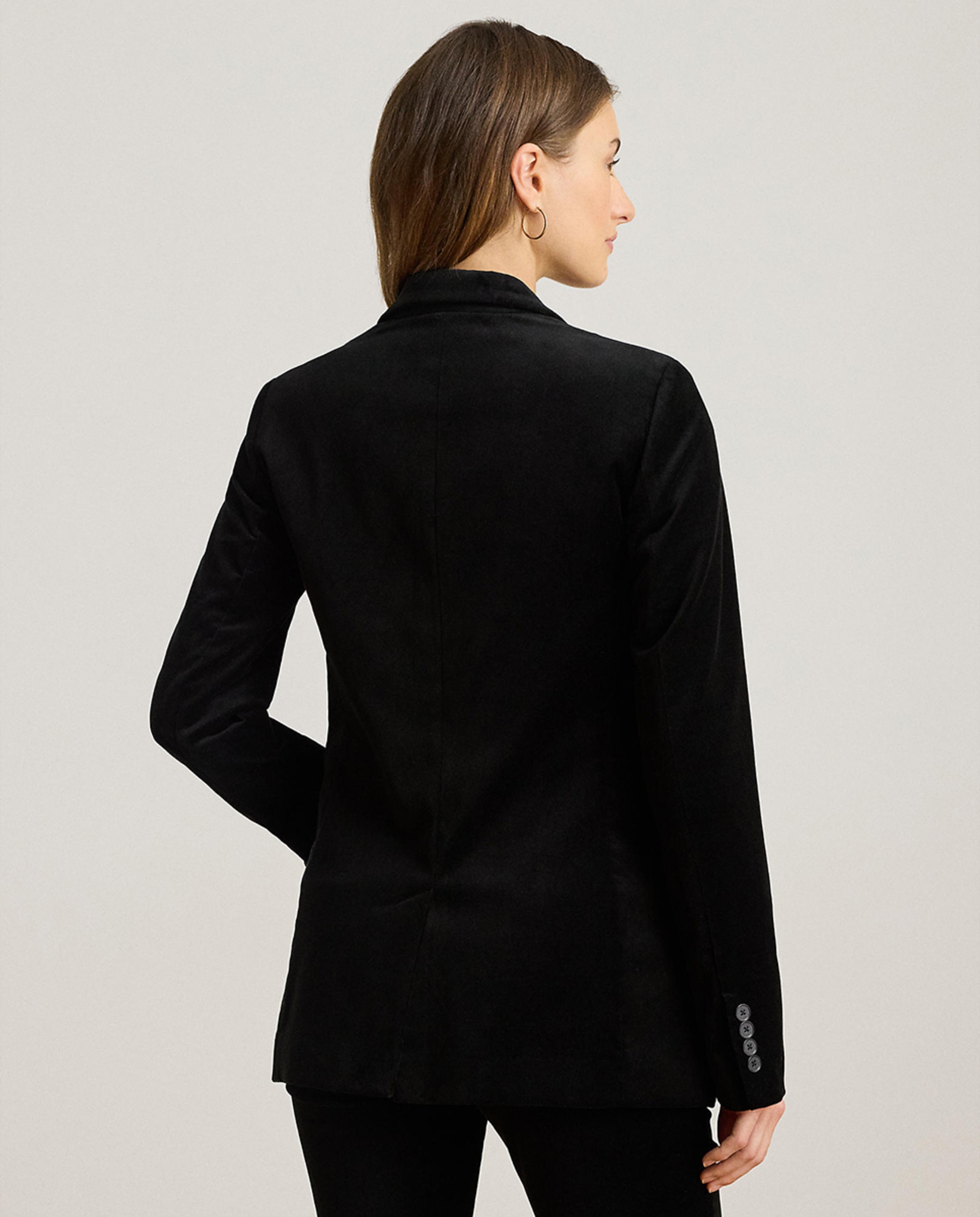 Blazer de Veludo com Abotoadura Simples Preto-3