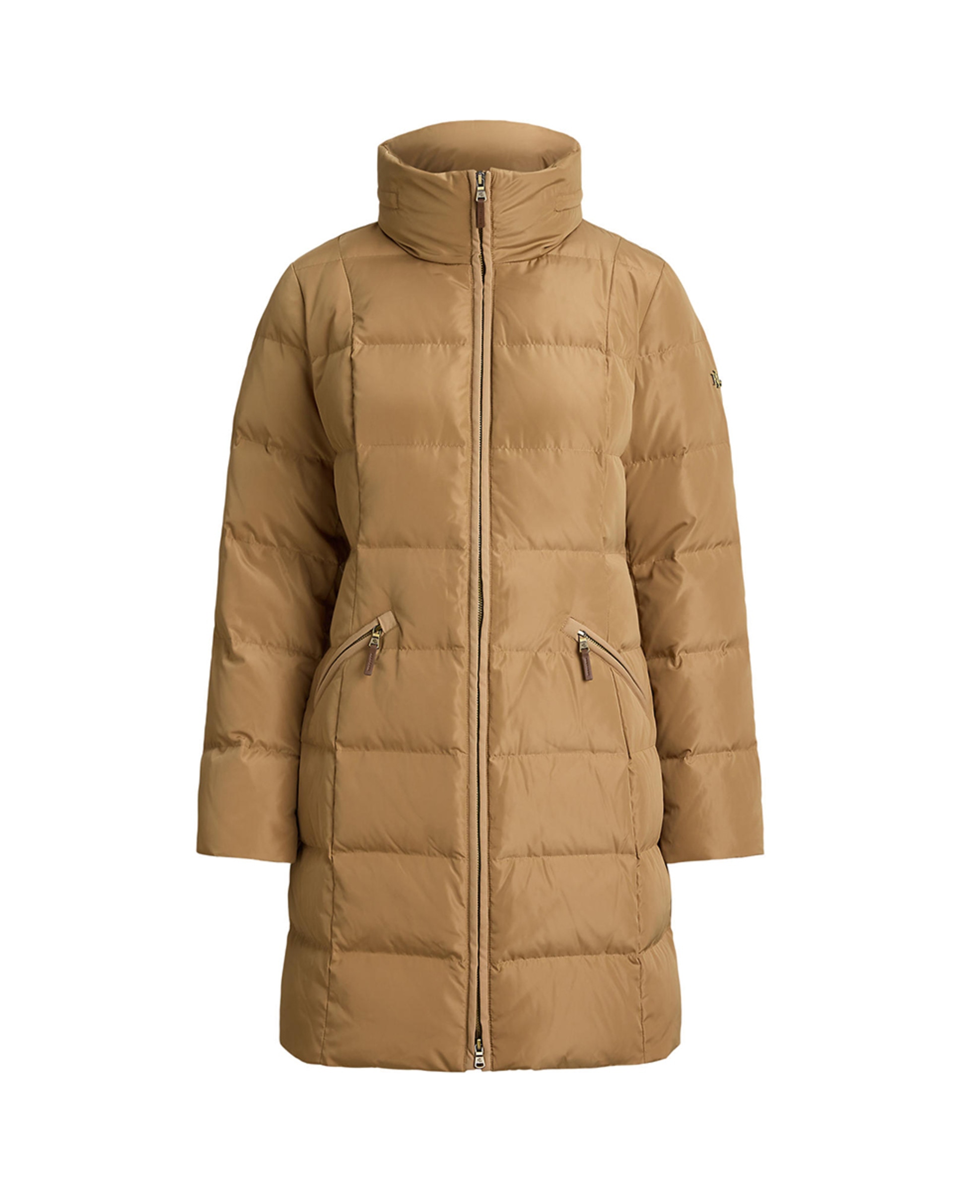 Blusão Acolchoado Comprido com Fecho de Correr Camel-7