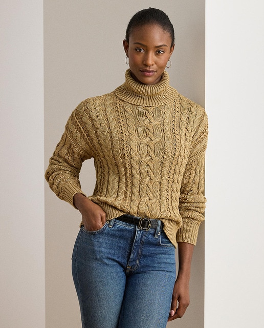 Imagem 0 de Camisola de Malha com Aran e Gola Alta