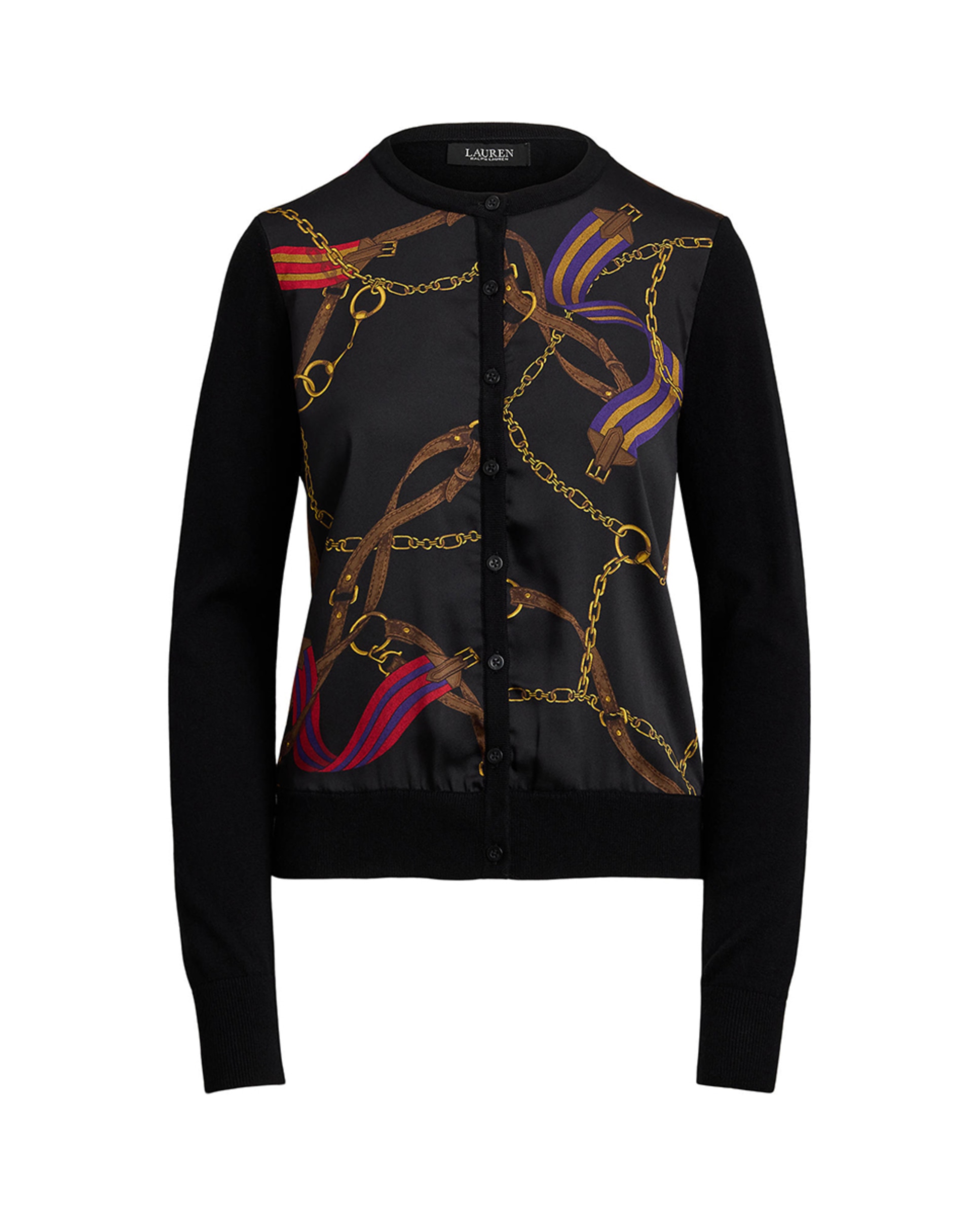 Cardigan em Mistura de Algodão com Estampado Preto-5