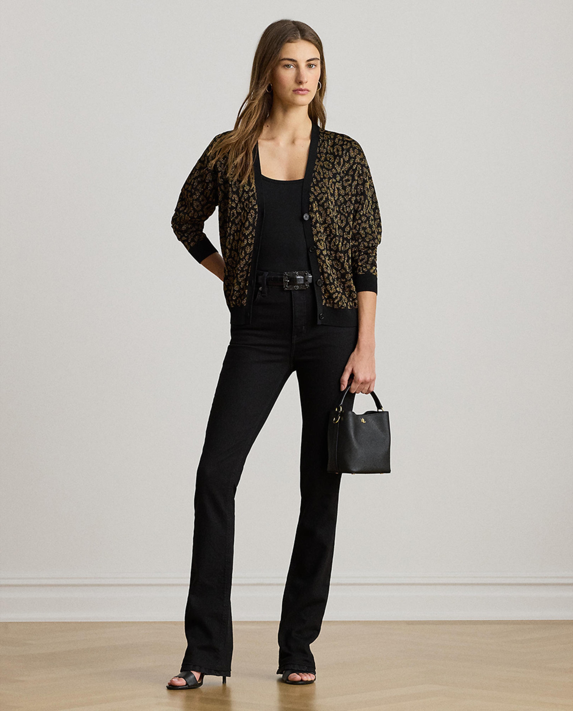 Cardigan Metalizado com Estampado Preto-6