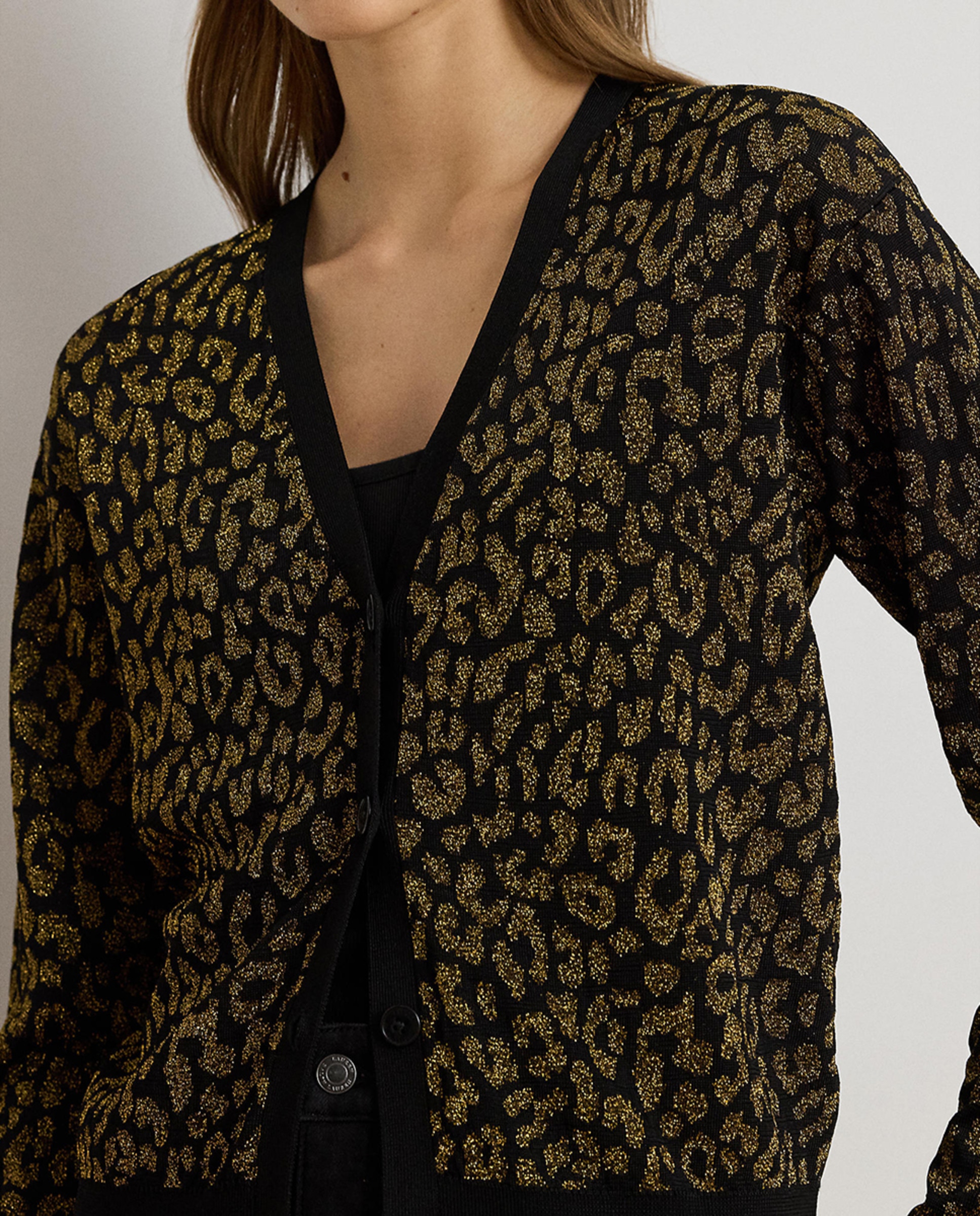 Cardigan Metalizado com Estampado Preto-4