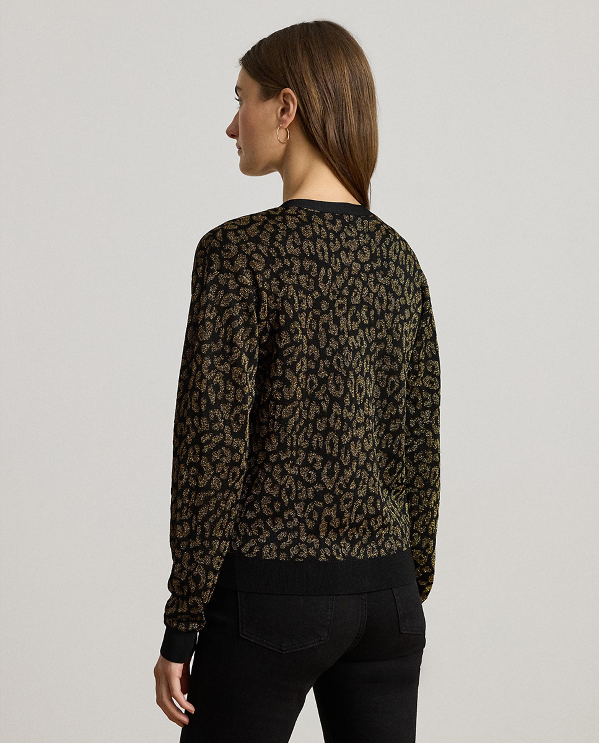 Cardigan Metalizado com Estampado Preto-3