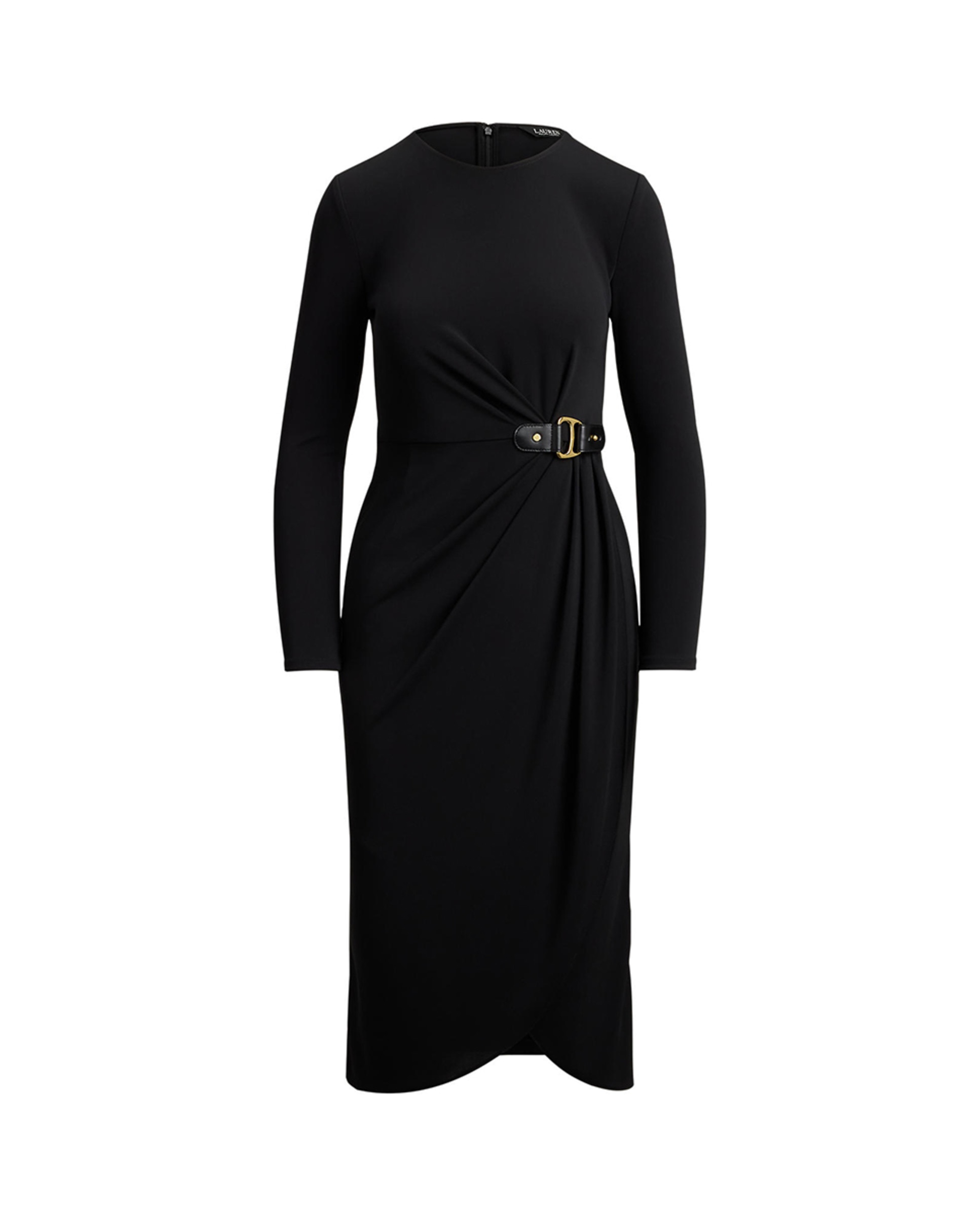 Vestido Midi de Malha com Manga Comprida Preto-6