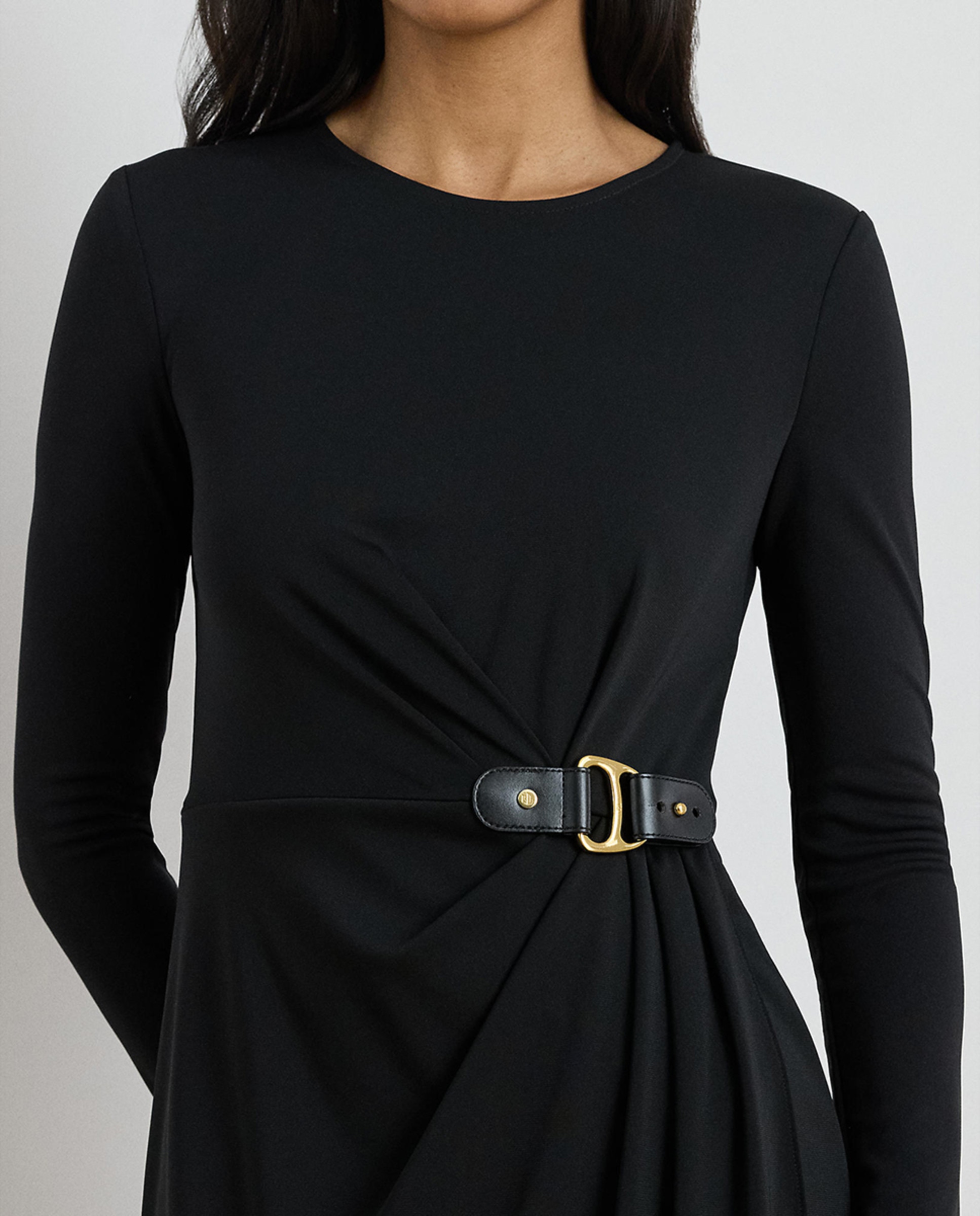 Vestido Midi de Malha com Manga Comprida Preto-5