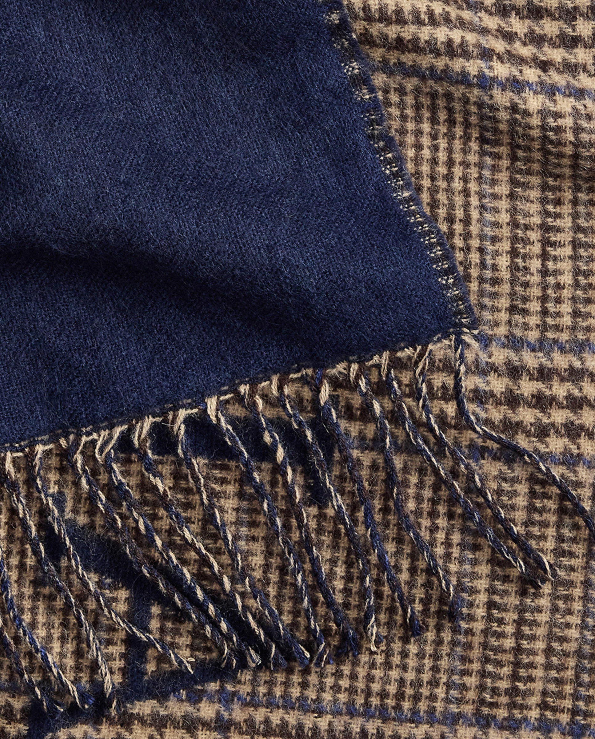 Cachecol de Dupla Face com Franjas Azul-marinho-4