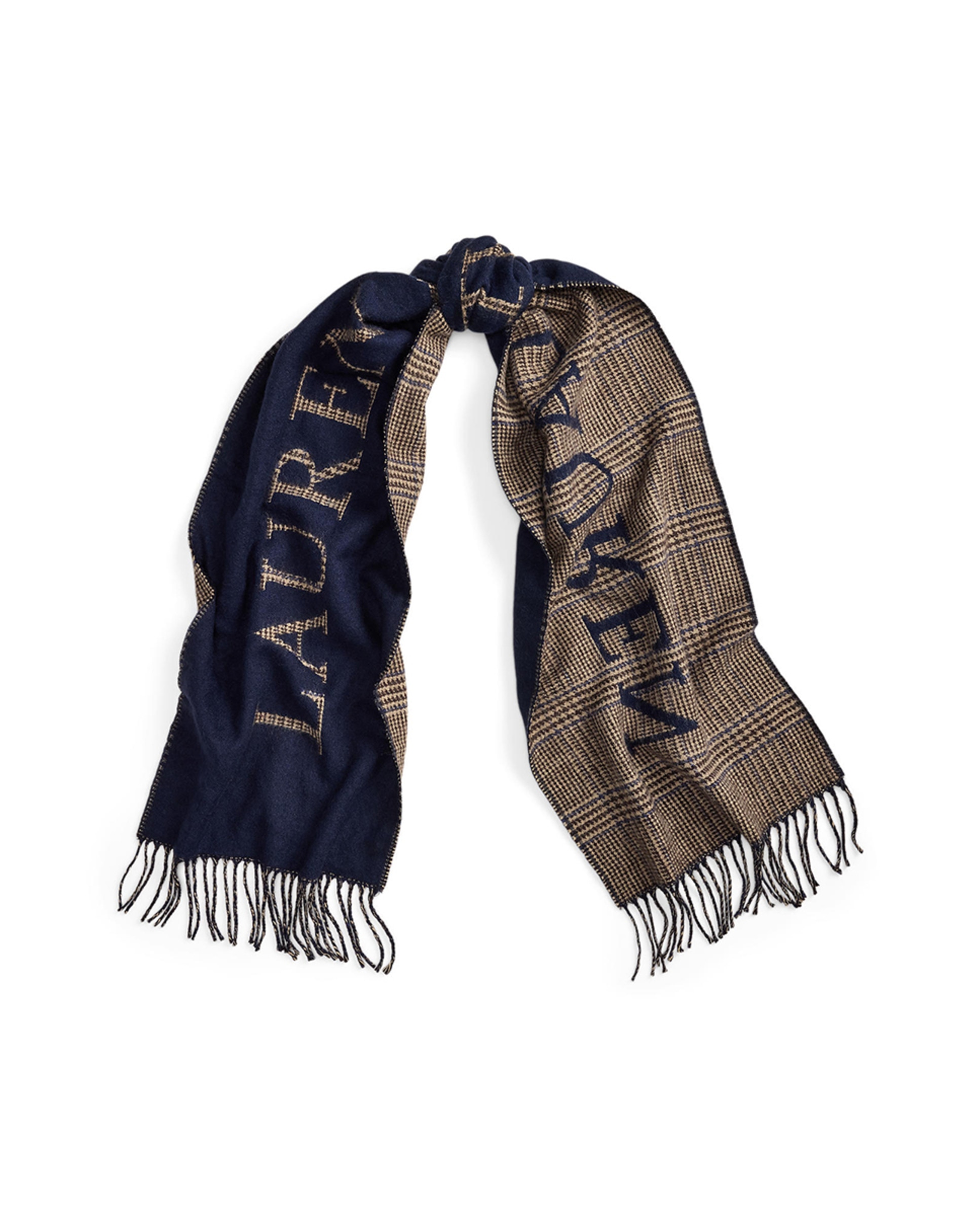 Cachecol de Dupla Face com Franjas Azul-marinho-2