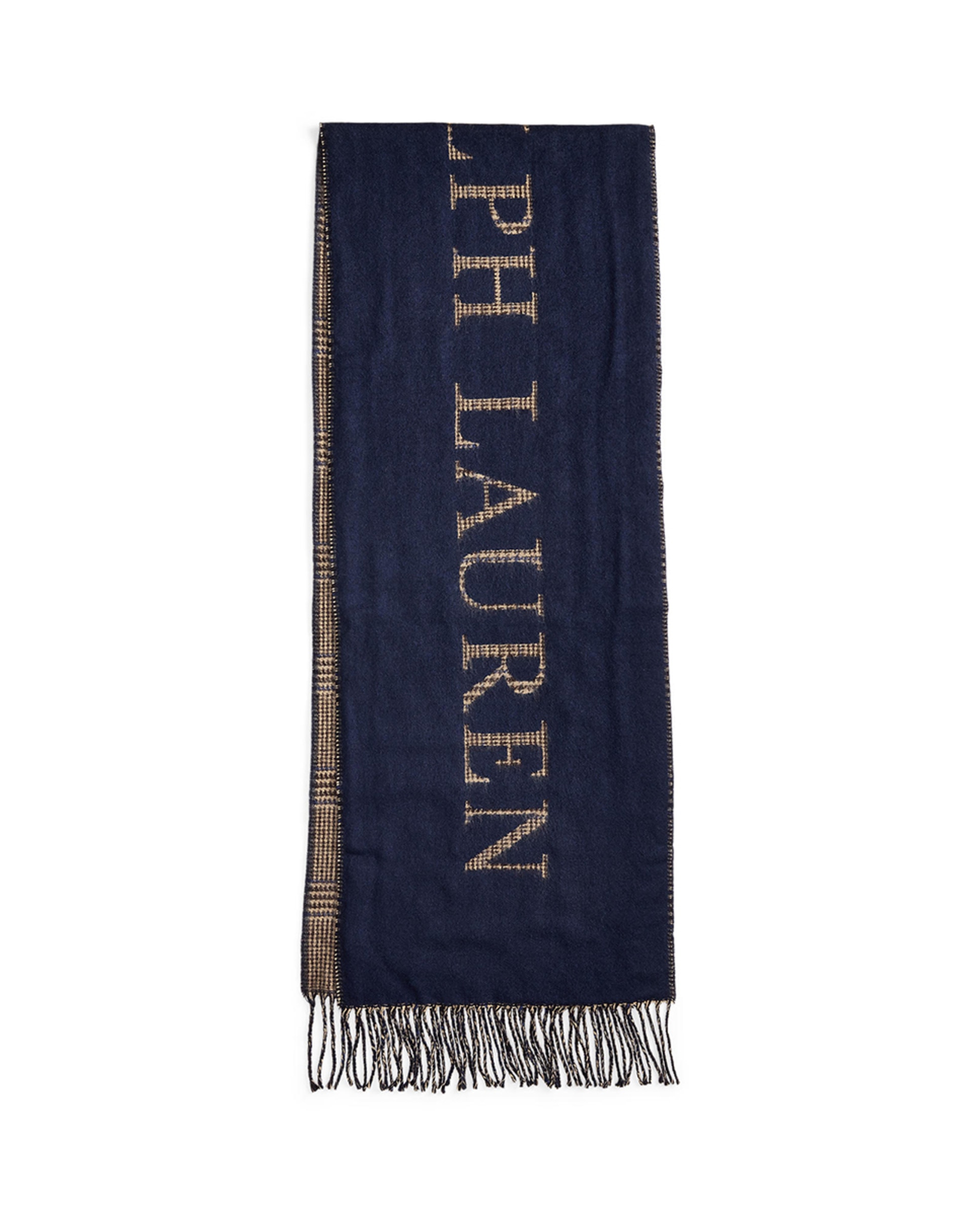 Cachecol de Dupla Face com Franjas Azul-marinho-1