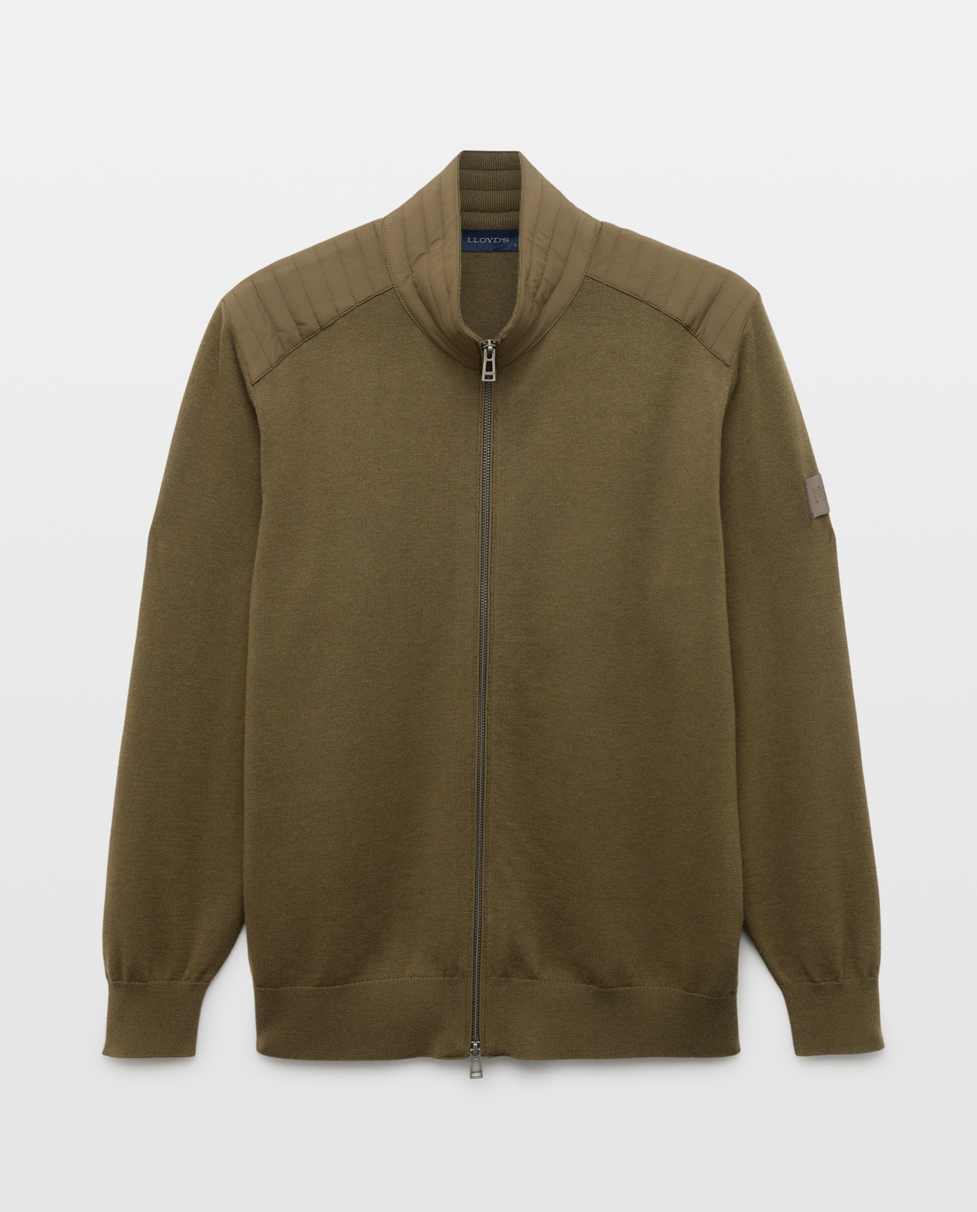 Cardigan com Contrastes Caqui-4
