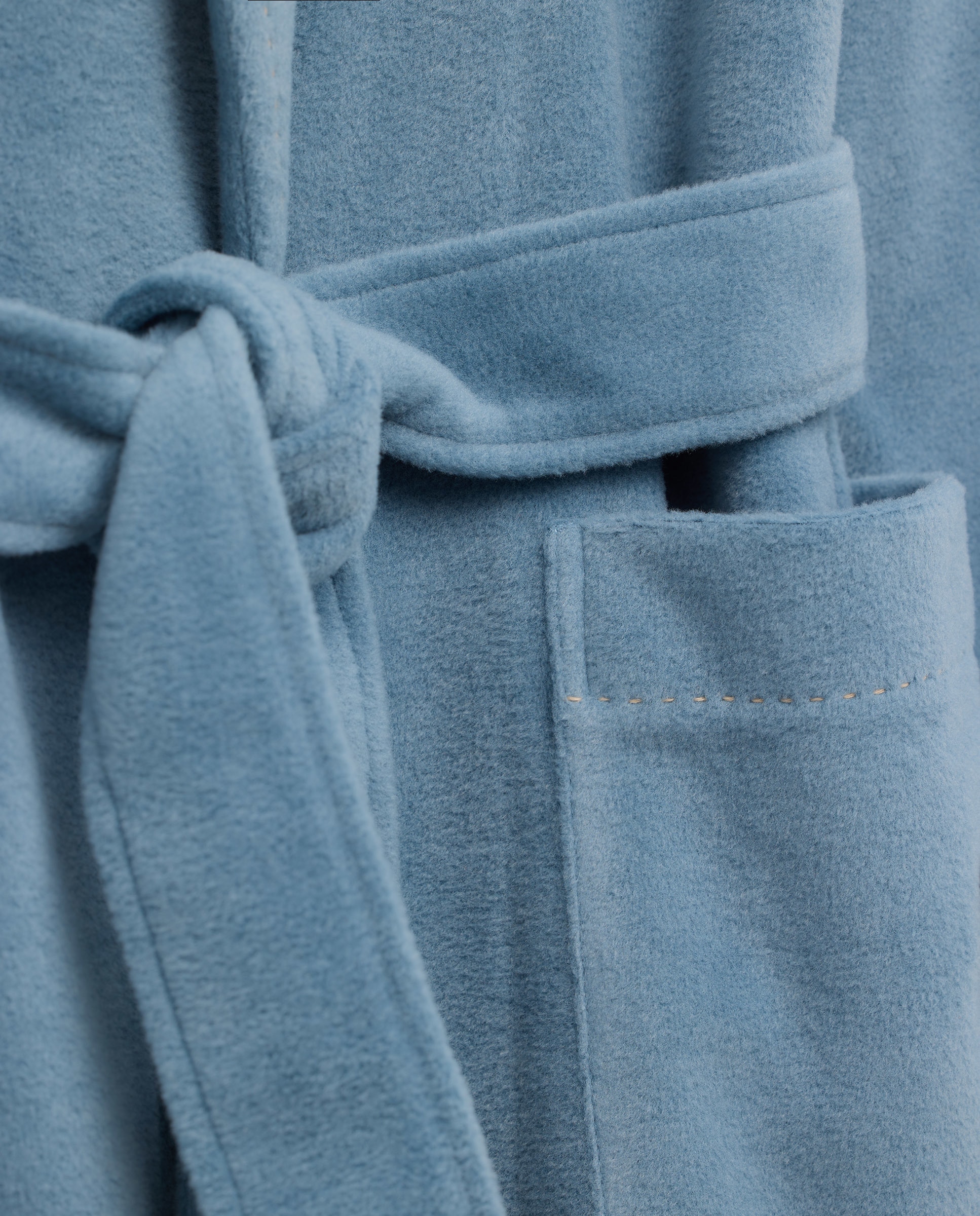 Robe de Manga Comprida com Cinto Azul-3