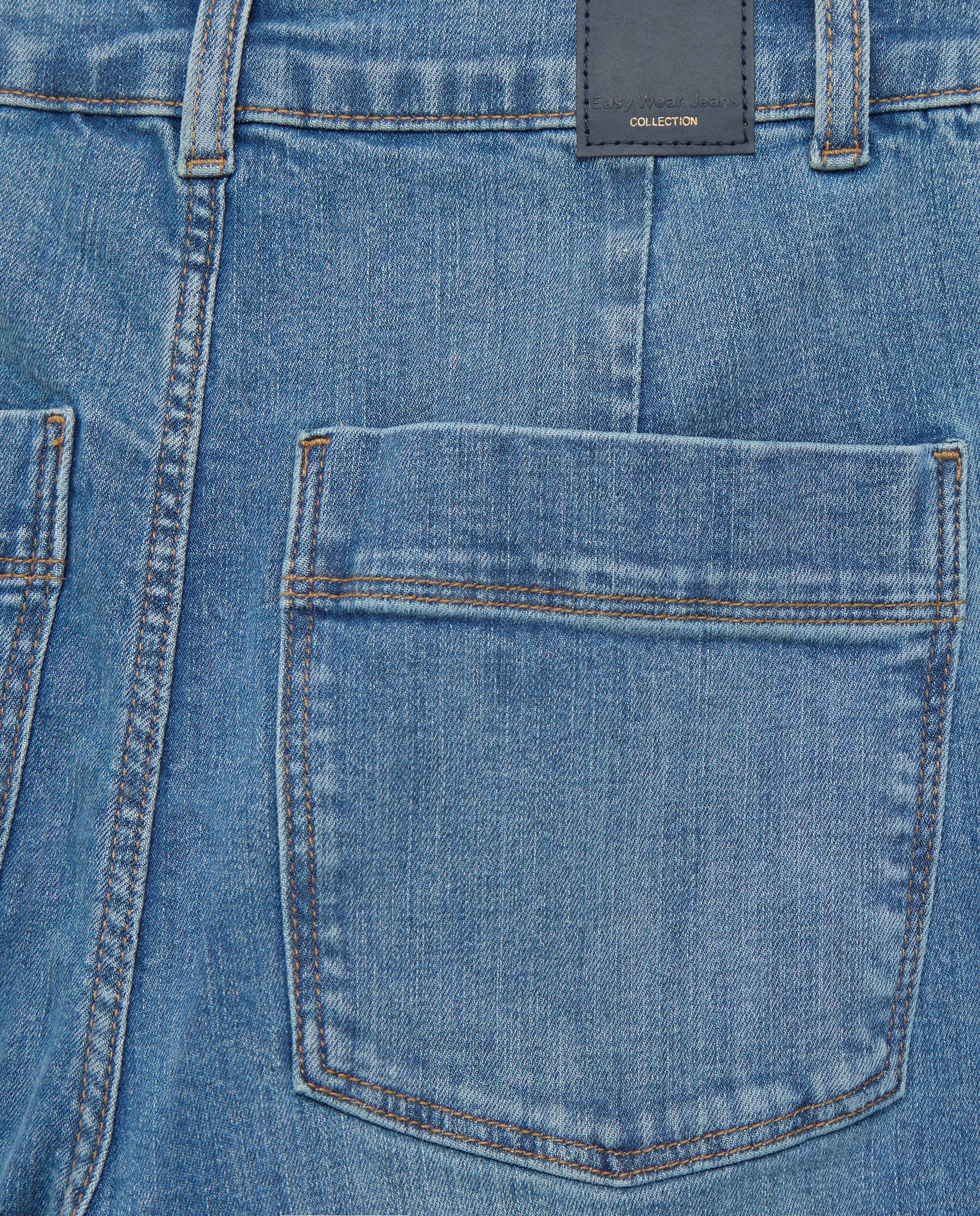 Jeans Crop Culotte com Nervura Azul-5