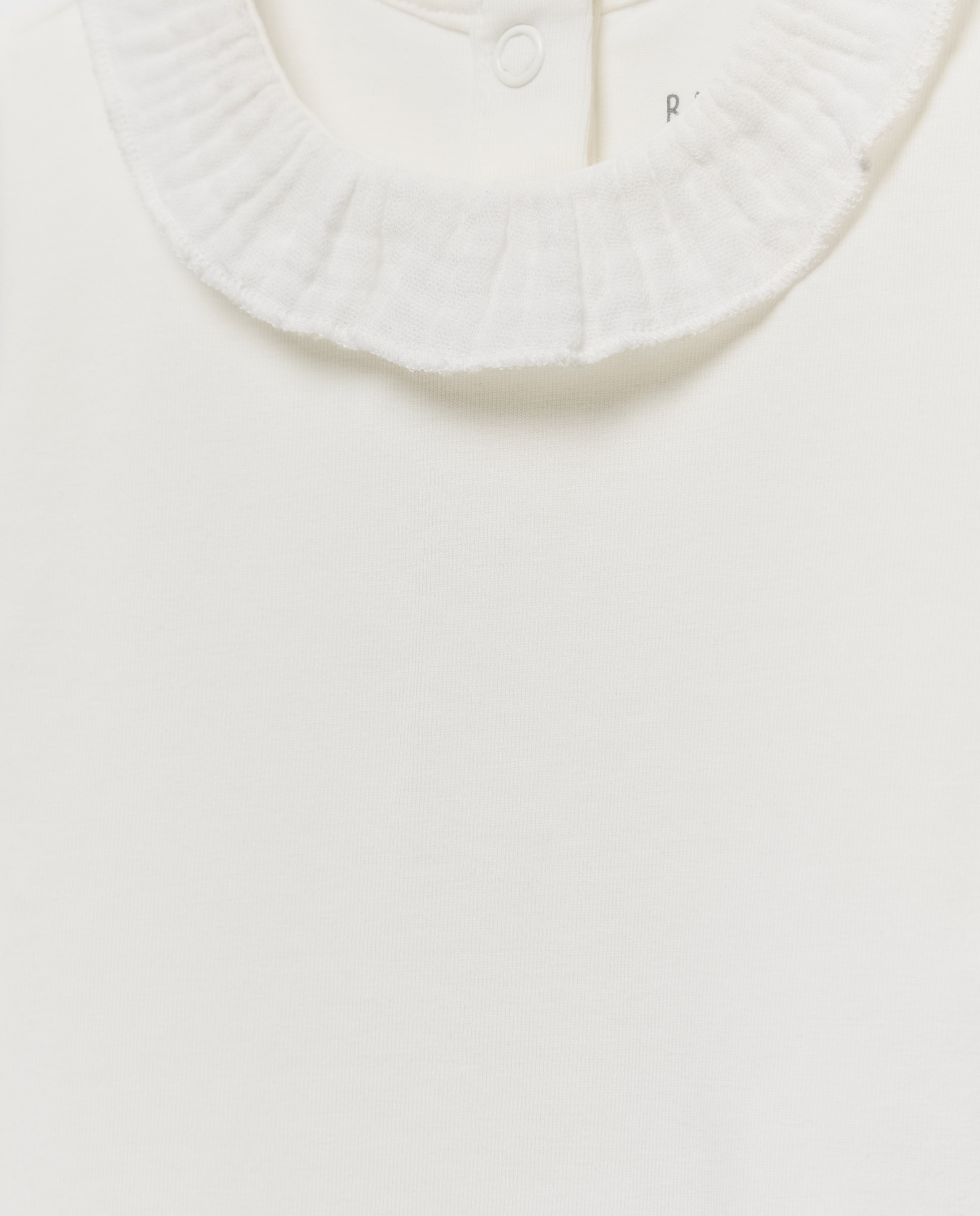 Body de bebé com Manga Curta e Gola Plana Branco-marfim-3