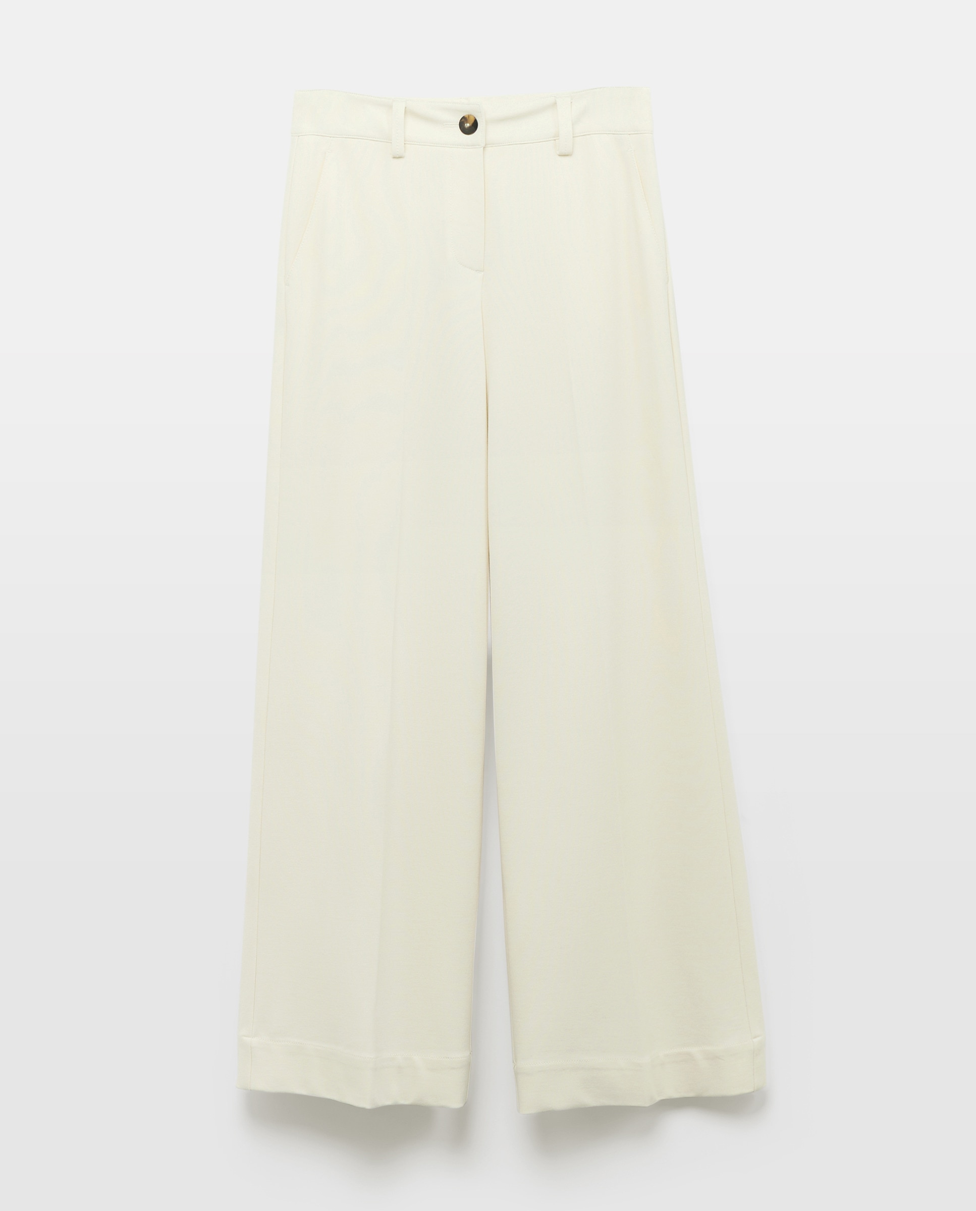 Calças de Malha com Pespontos 120 Cru-1