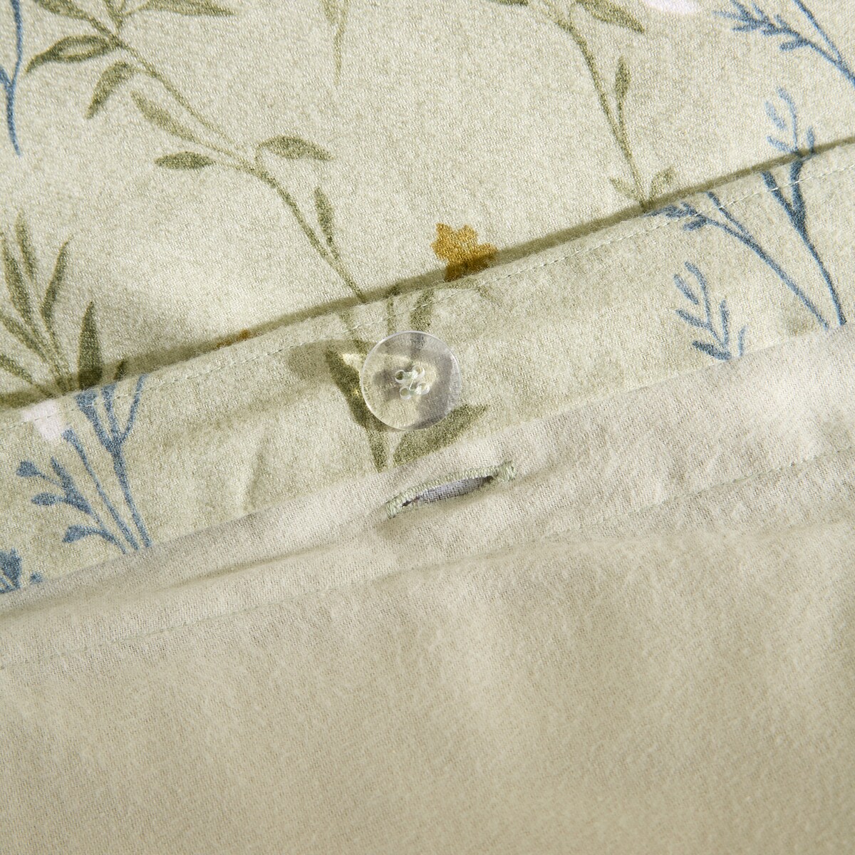 Conjunto de Capa de Edredão de Flanela de Algodão Flor Verde-5