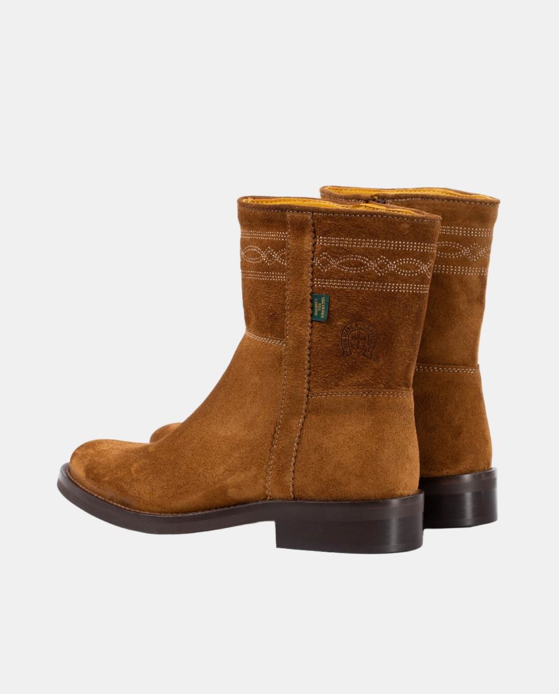 Botins Rasos com Fecho de Correr e Bordados Castanho taupe-7