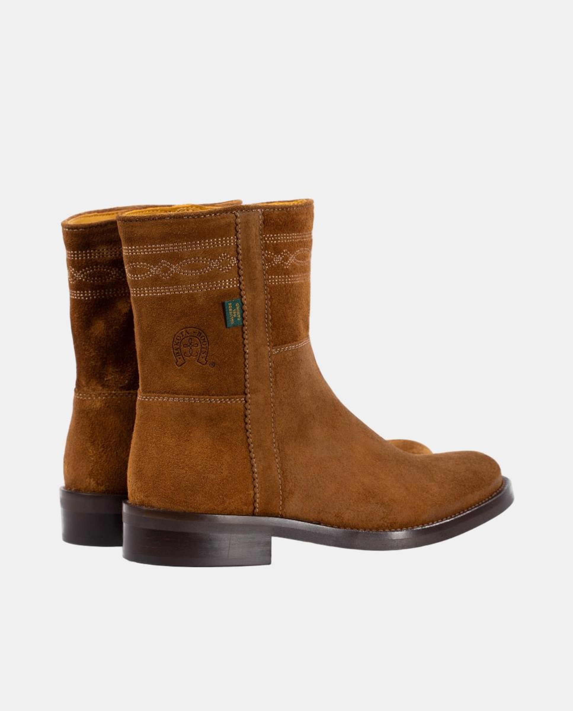 Botins Rasos com Fecho de Correr e Bordados Castanho taupe-5