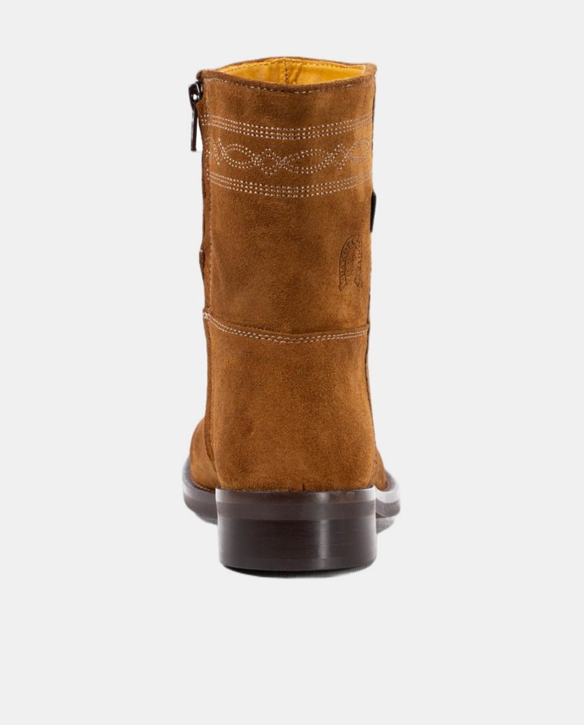Botins Rasos com Fecho de Correr e Bordados Castanho taupe-3