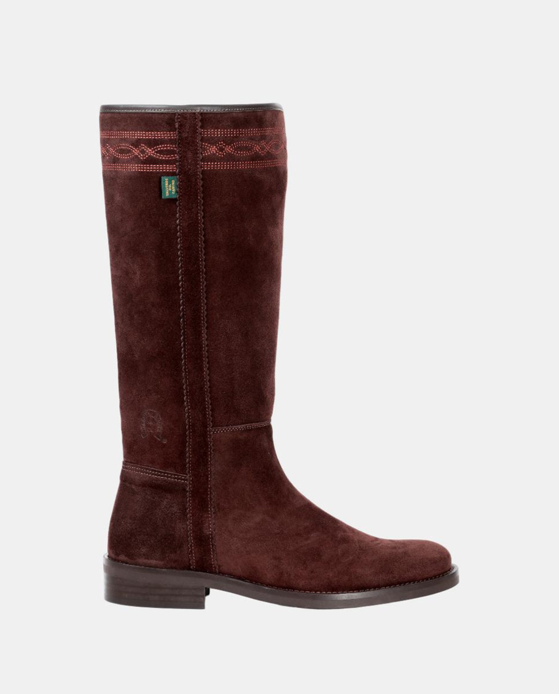 Botins Rasos com Fecho de Correr e Bordados Castanho-escuro-1