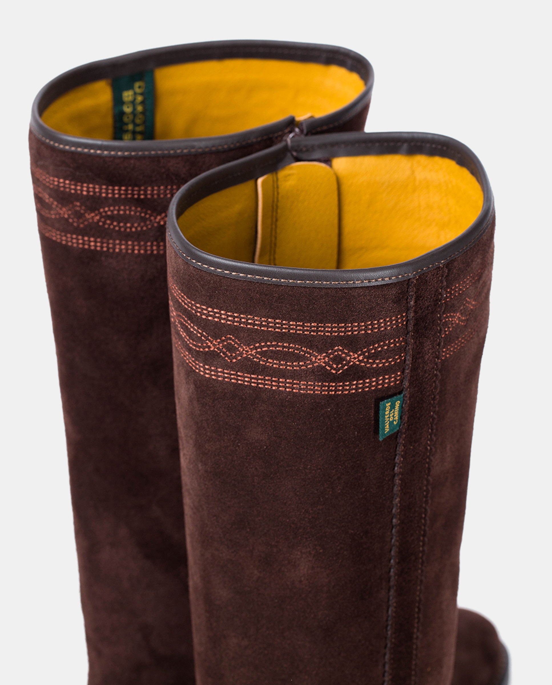 Botins Rasos com Fecho de Correr e Bordados Castanho-escuro-11