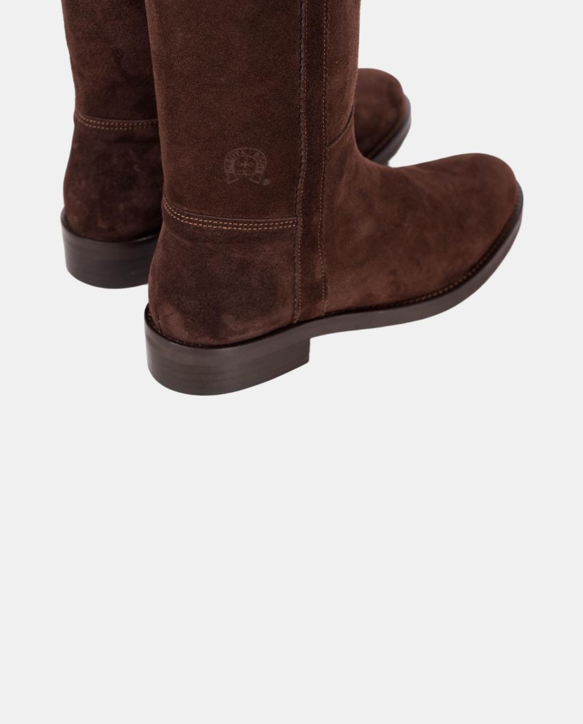 Botins Rasos com Fecho de Correr e Bordados Castanho-escuro-10