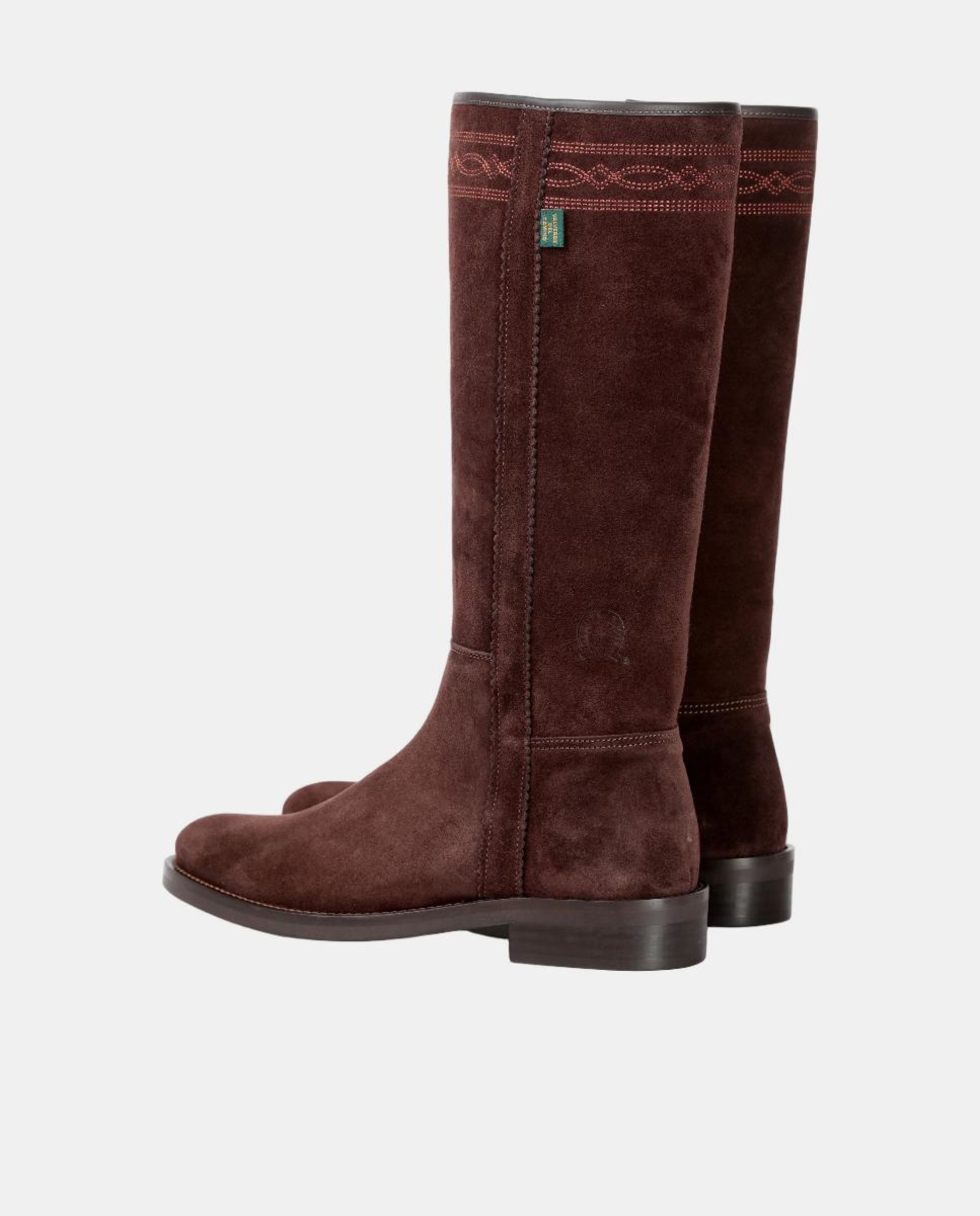 Botins Rasos com Fecho de Correr e Bordados Castanho-escuro-8