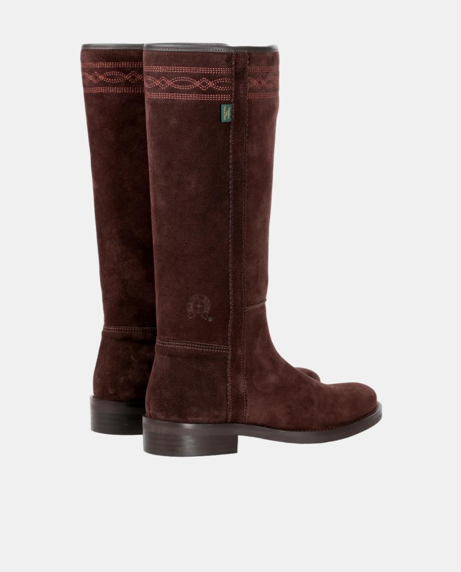 Botins Rasos com Fecho de Correr e Bordados Castanho-escuro-6