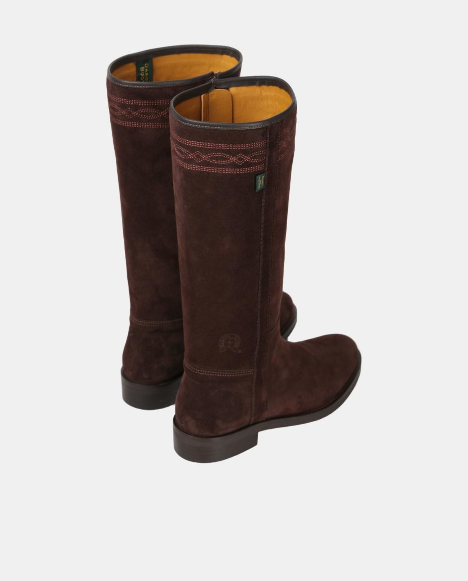 Botins Rasos com Fecho de Correr e Bordados Castanho-escuro-5