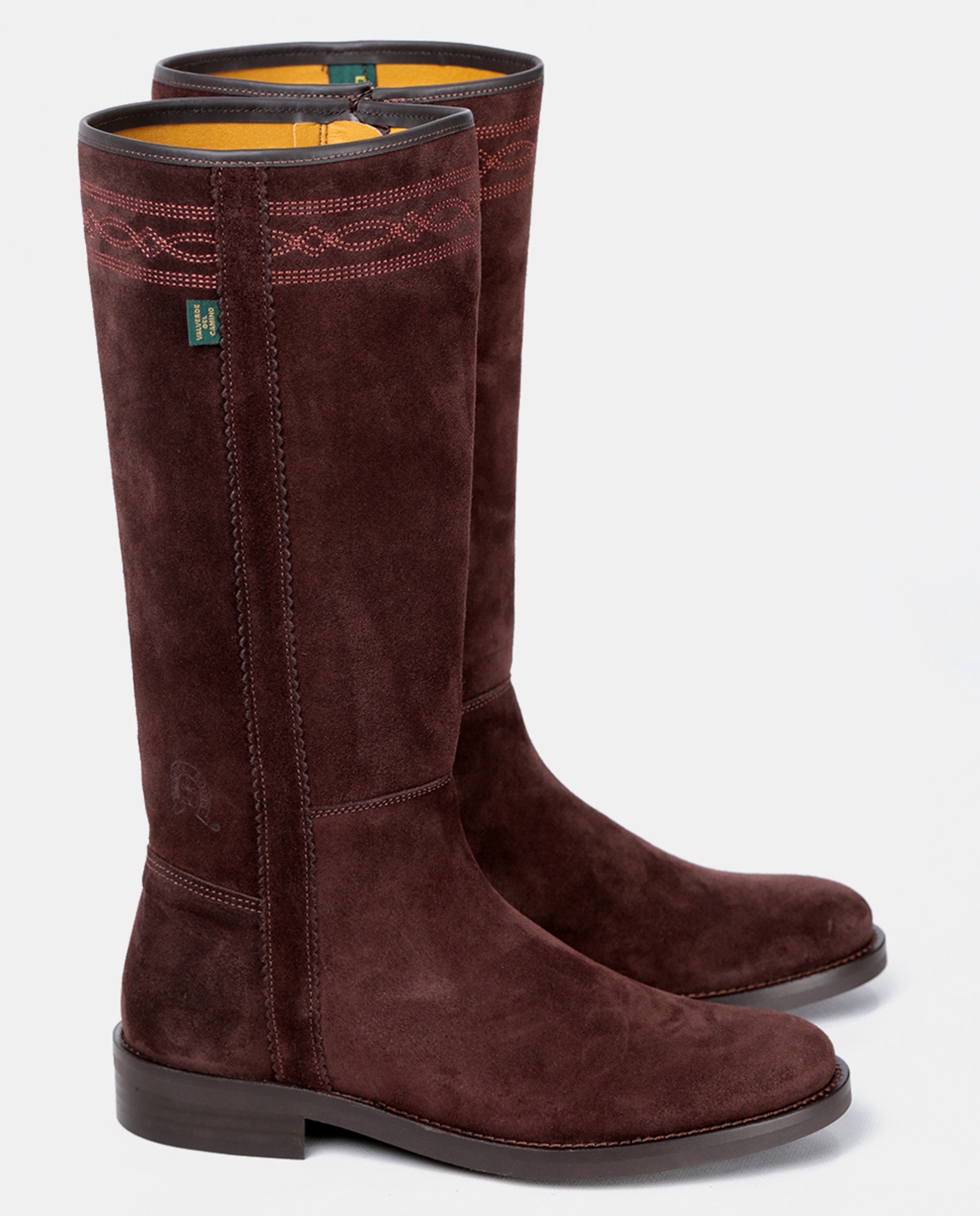 Botins Rasos com Fecho de Correr e Bordados Castanho-escuro-4