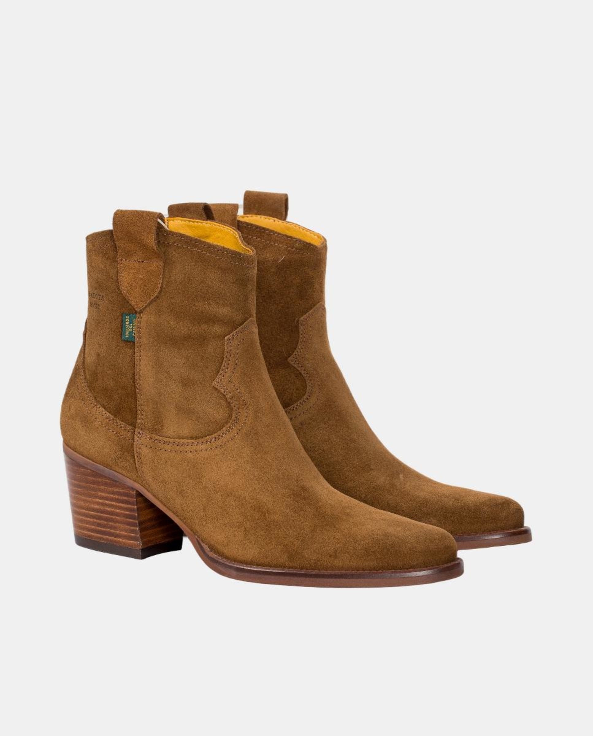 Botins Cowboy em Pele com Tacão Castanho taupe-4