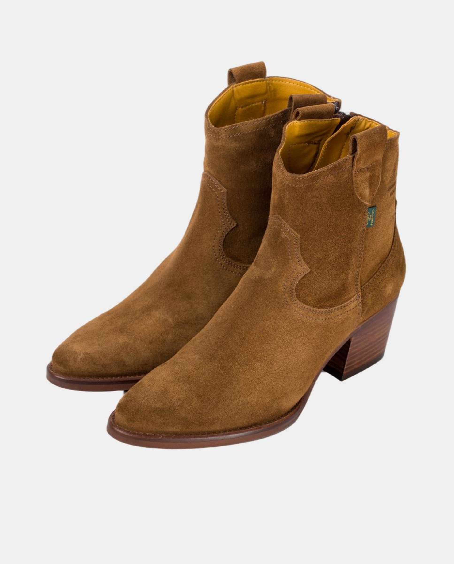 Botins Cowboy em Pele com Tacão Castanho taupe-11