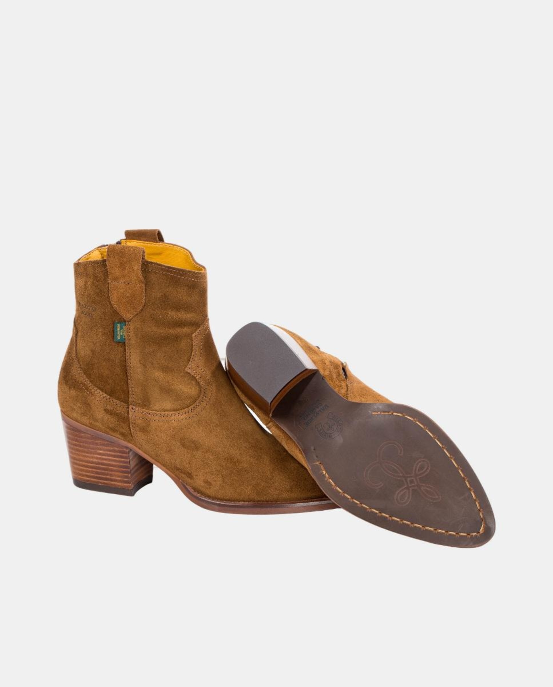 Botins Cowboy em Pele com Tacão Castanho taupe-9