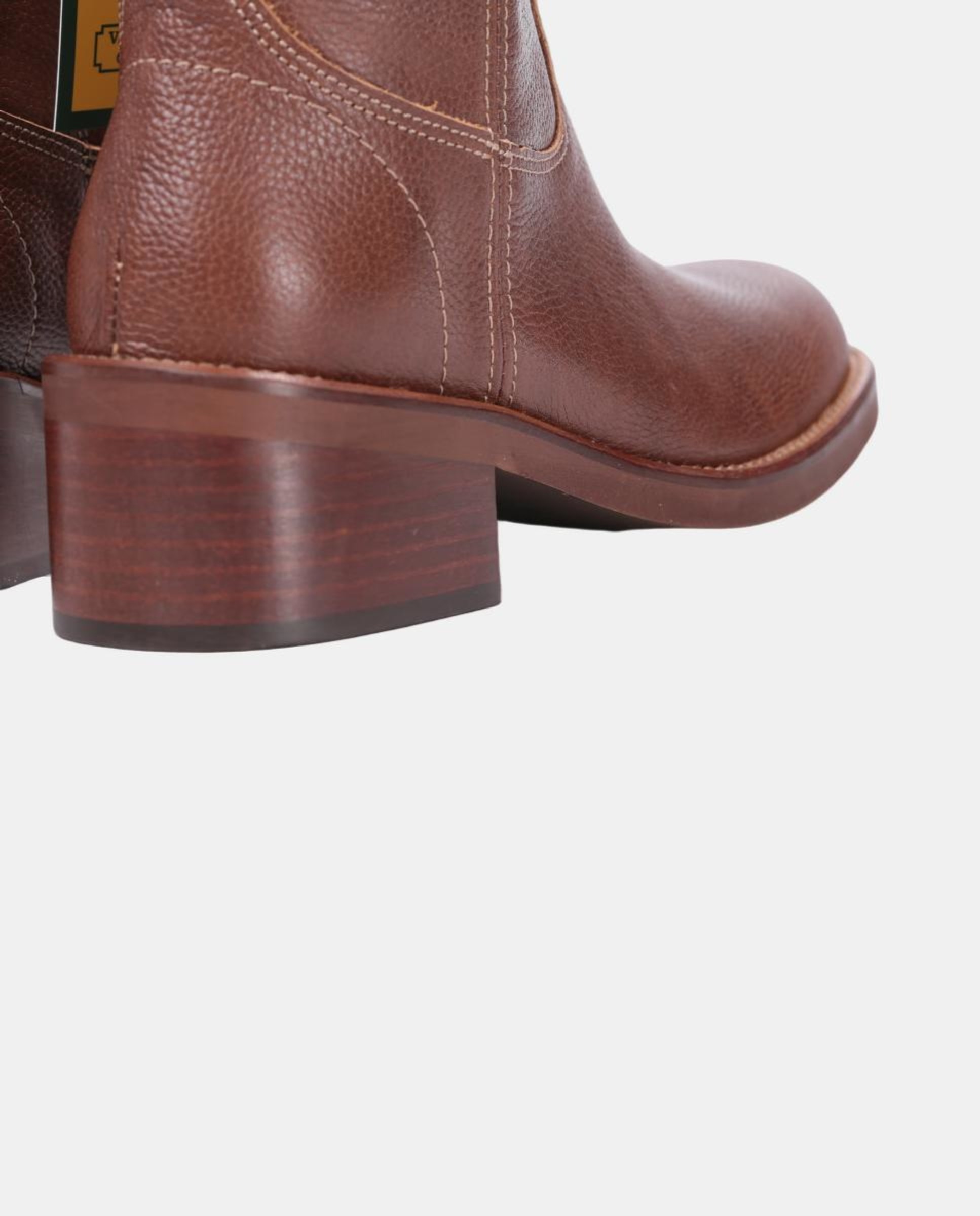 Botins Lisos em Pele com Tacão e Fecho de Correr Couro-10