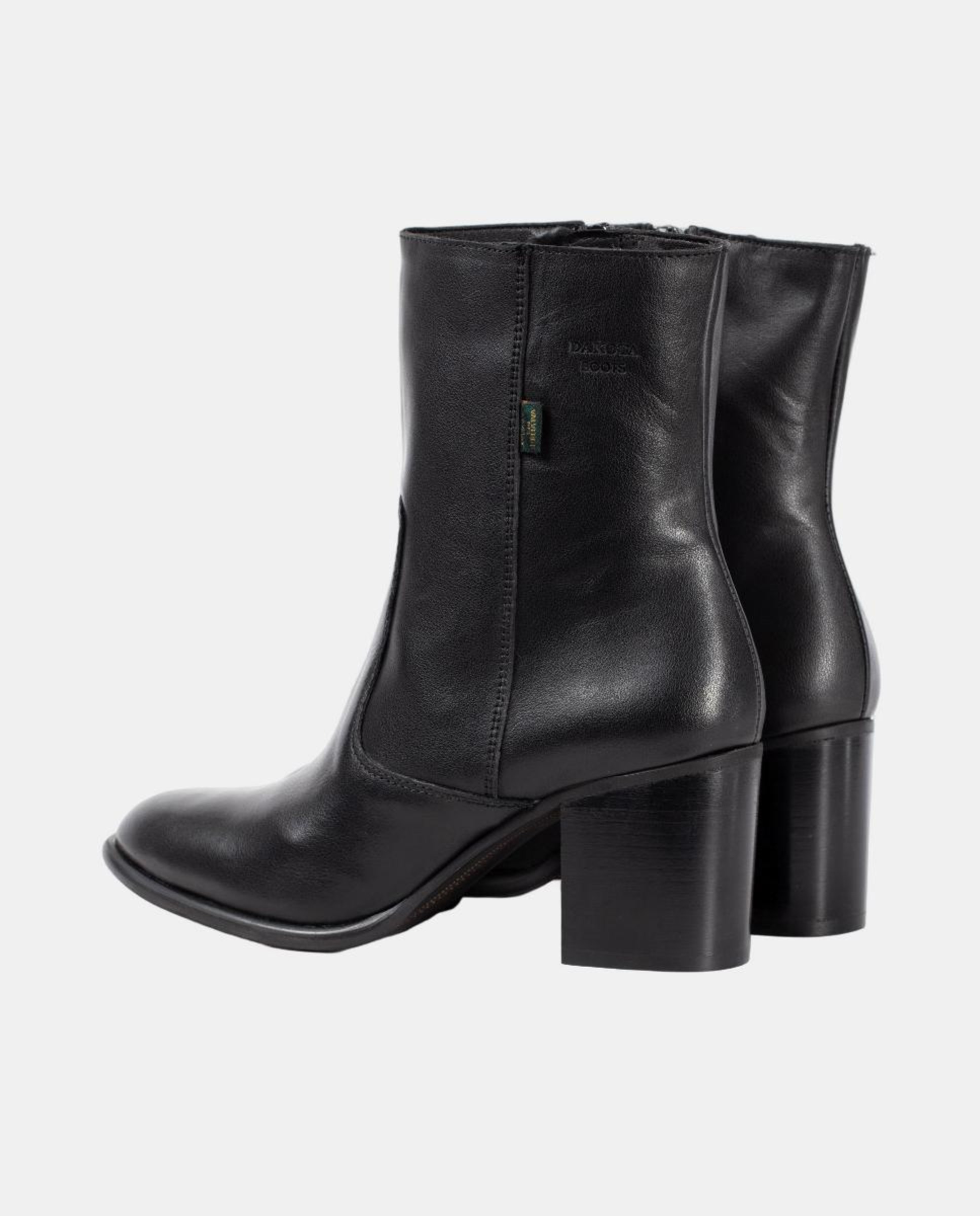 Botins Lisos em Pele com Tacão e Fecho de Correr Preto-6