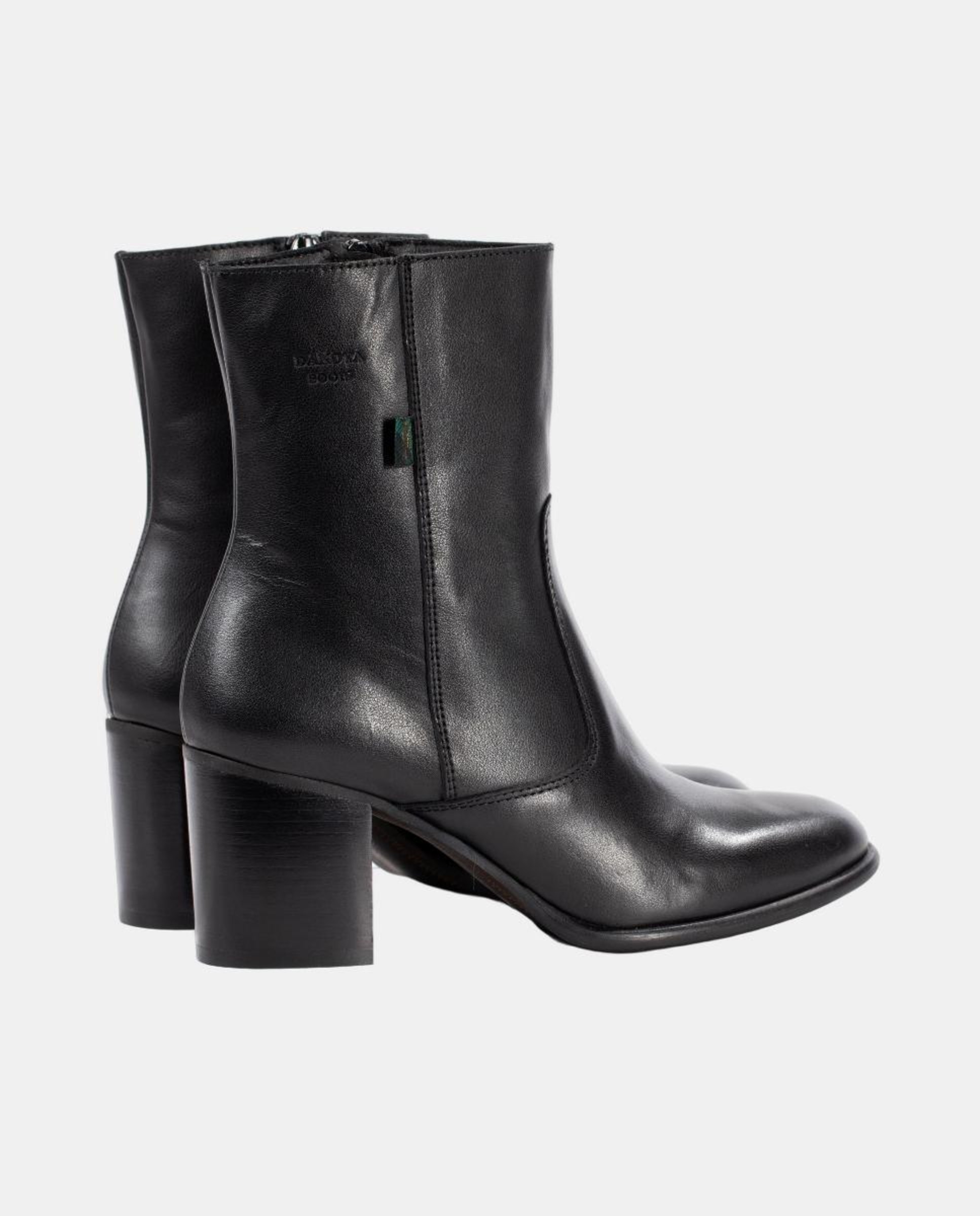 Botins Lisos em Pele com Tacão e Fecho de Correr Preto-4