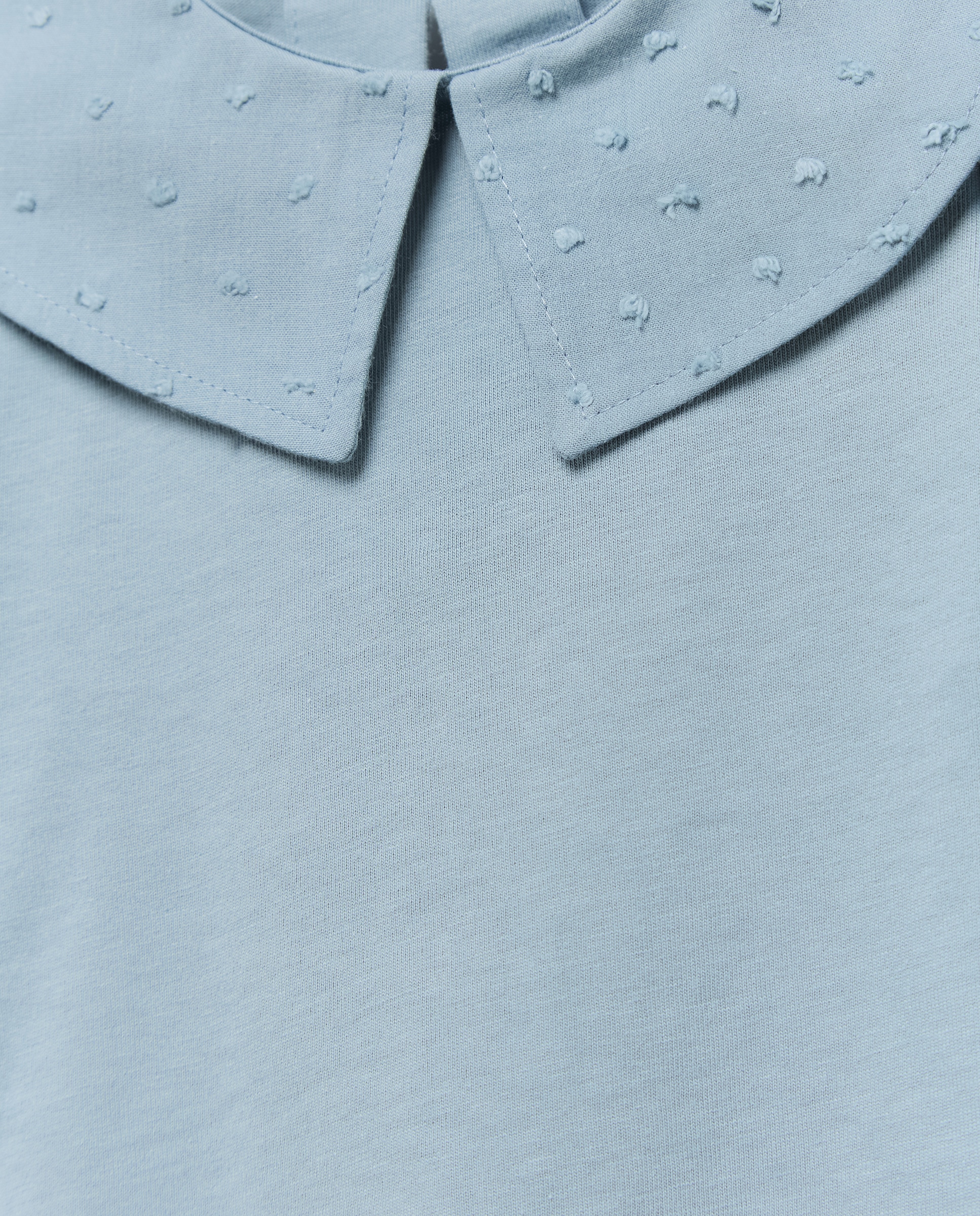 Camiseta bebé niña cuello de plumeti Azul pálido-3