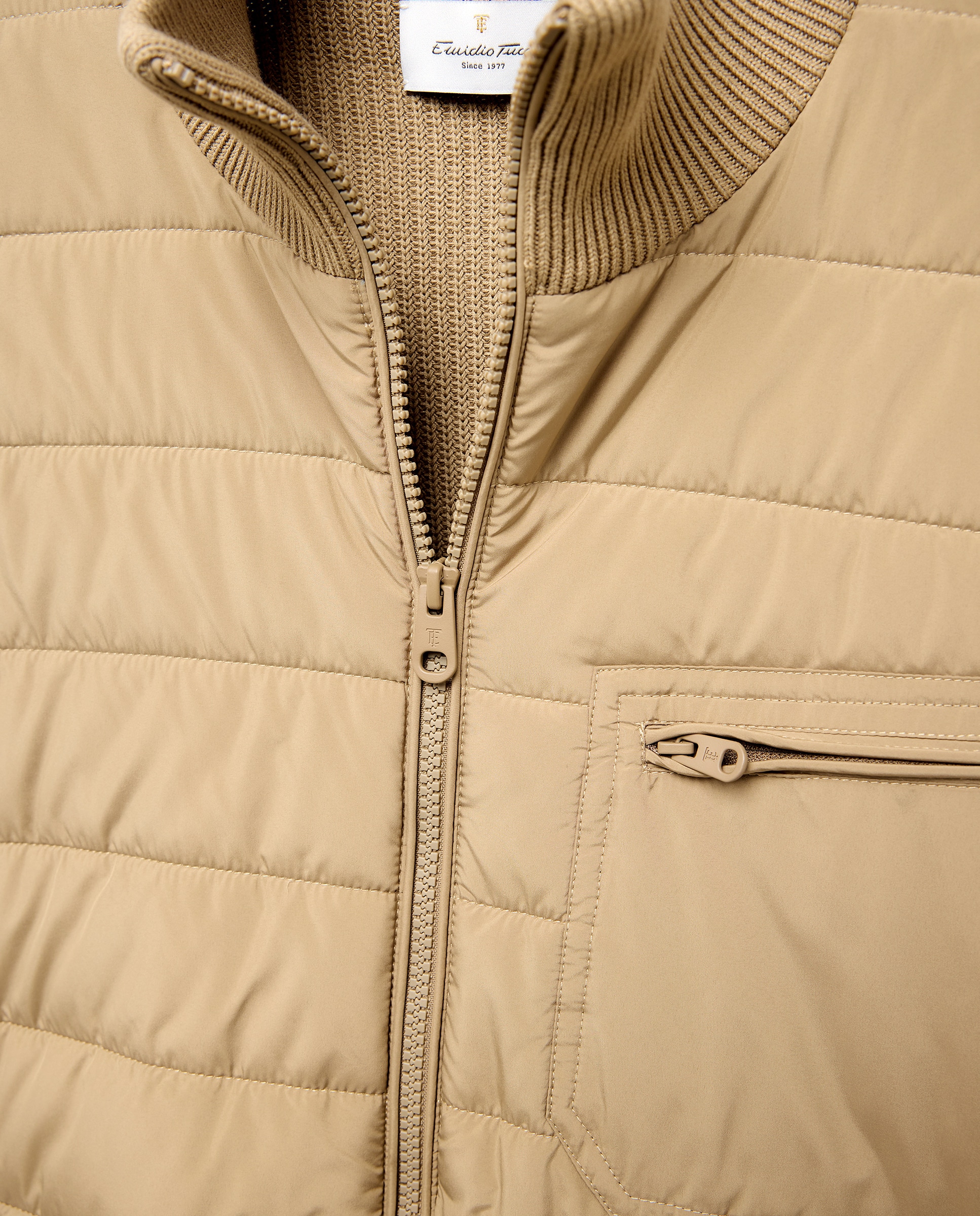 Cardigan de Nylon 100% Algodão à Frente Bege-6
