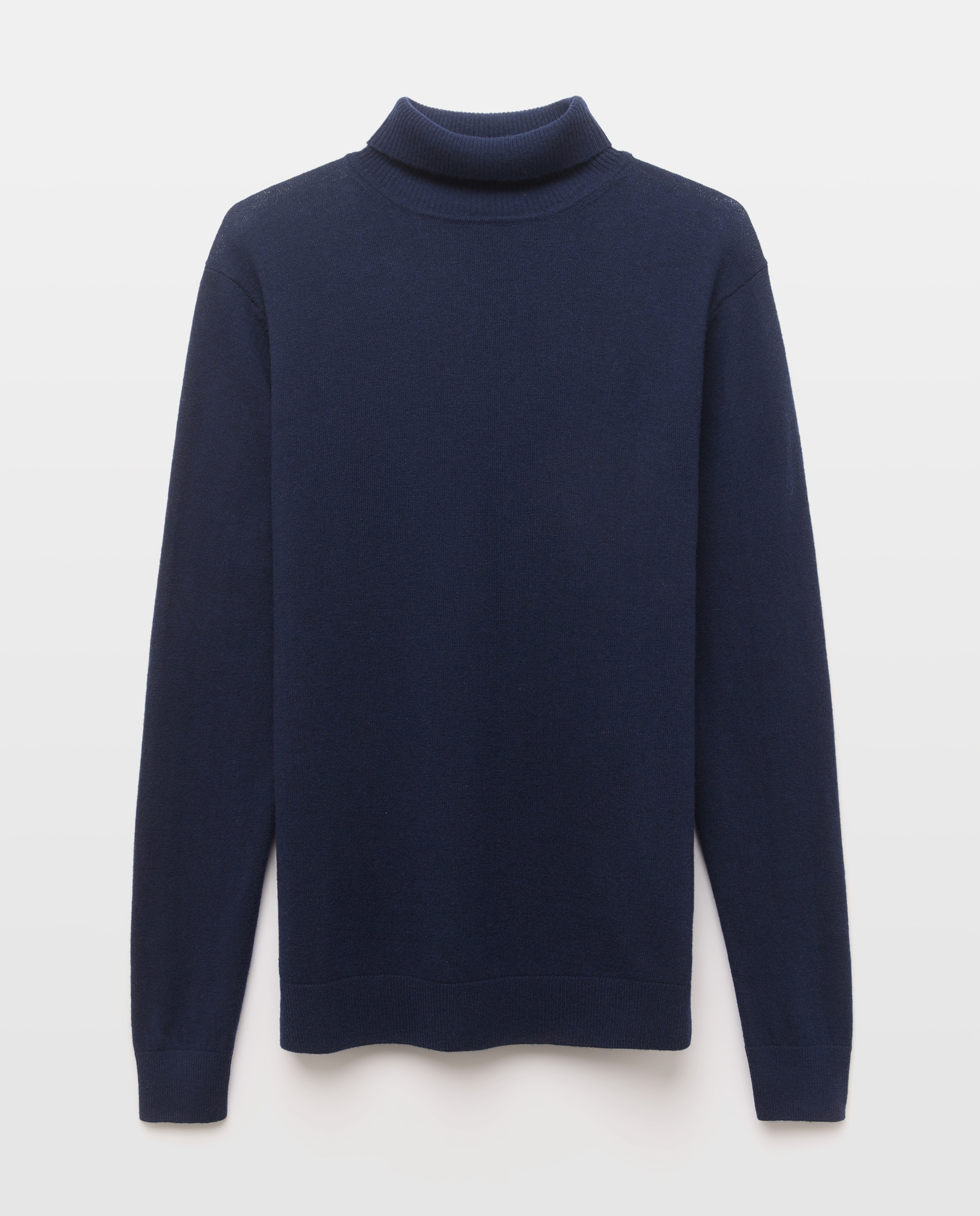 Jersey de hombre cuello cisne liso 100% Lana Merino Azul marino-4