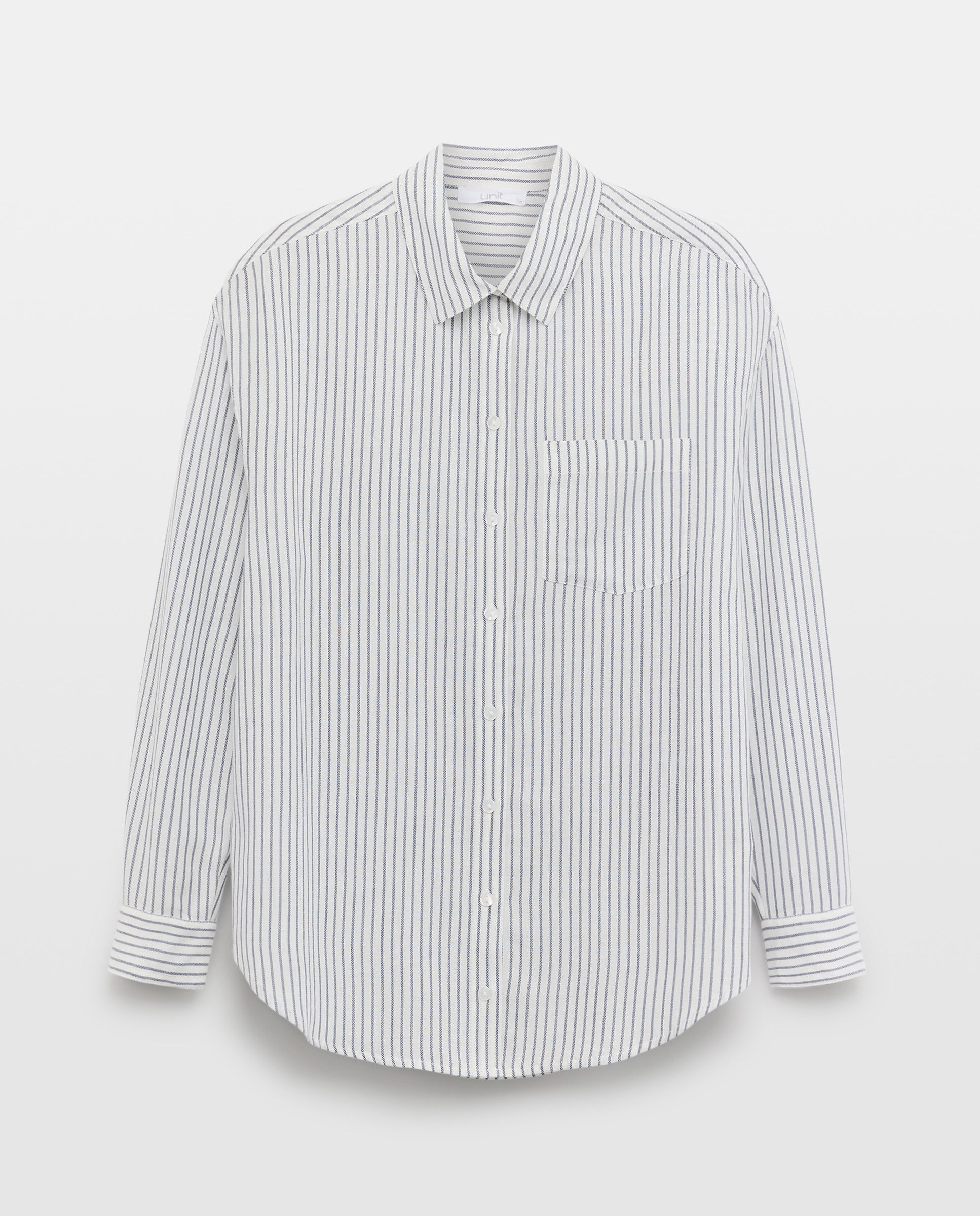 Camisa de mujer de algodón de rayas Azul-4