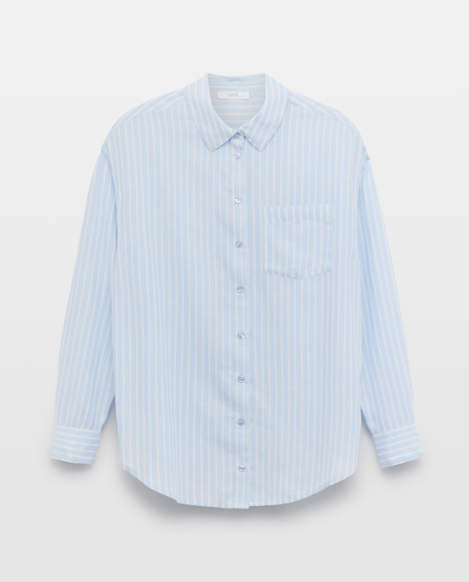 Camisa de mujer de algodón de rayas Azul marino-4