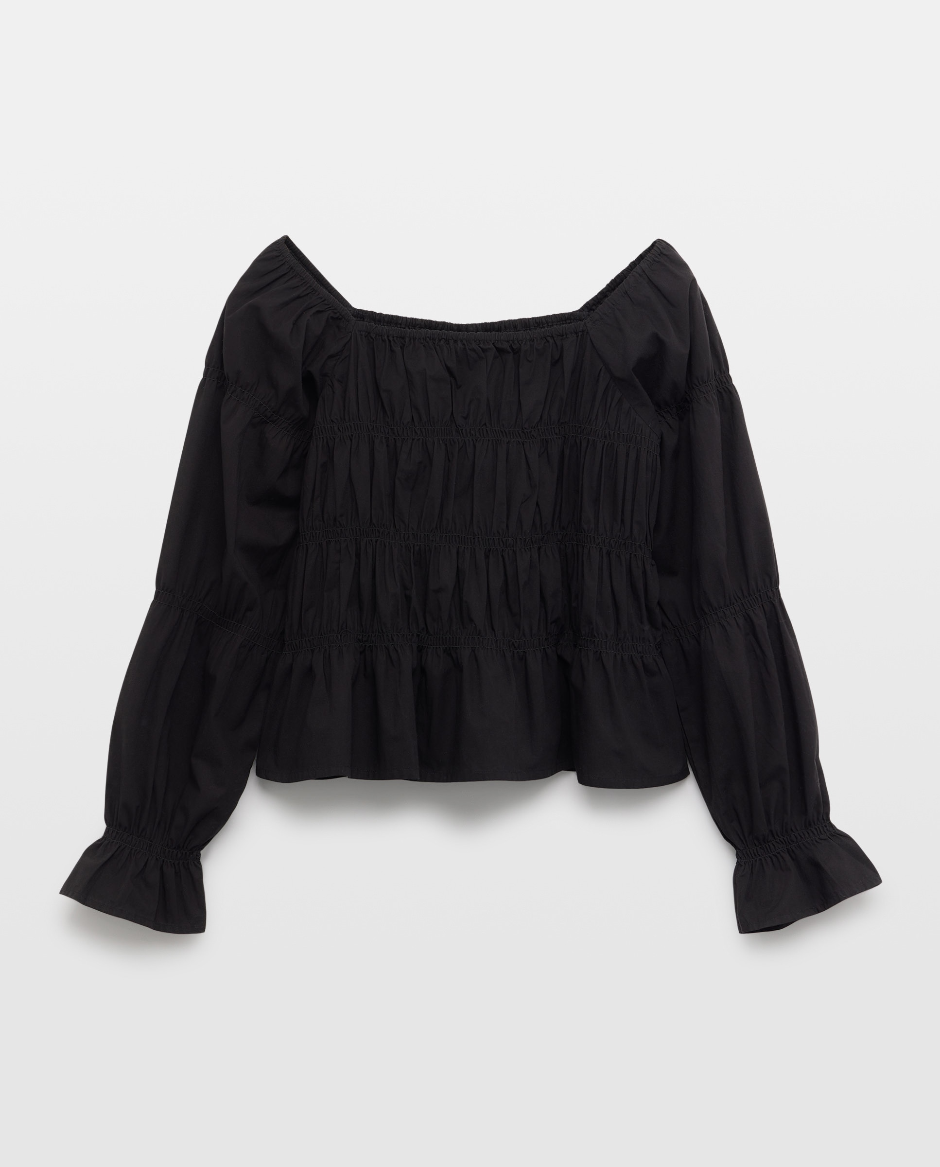 Blusa de mujer smock total look Negro-4