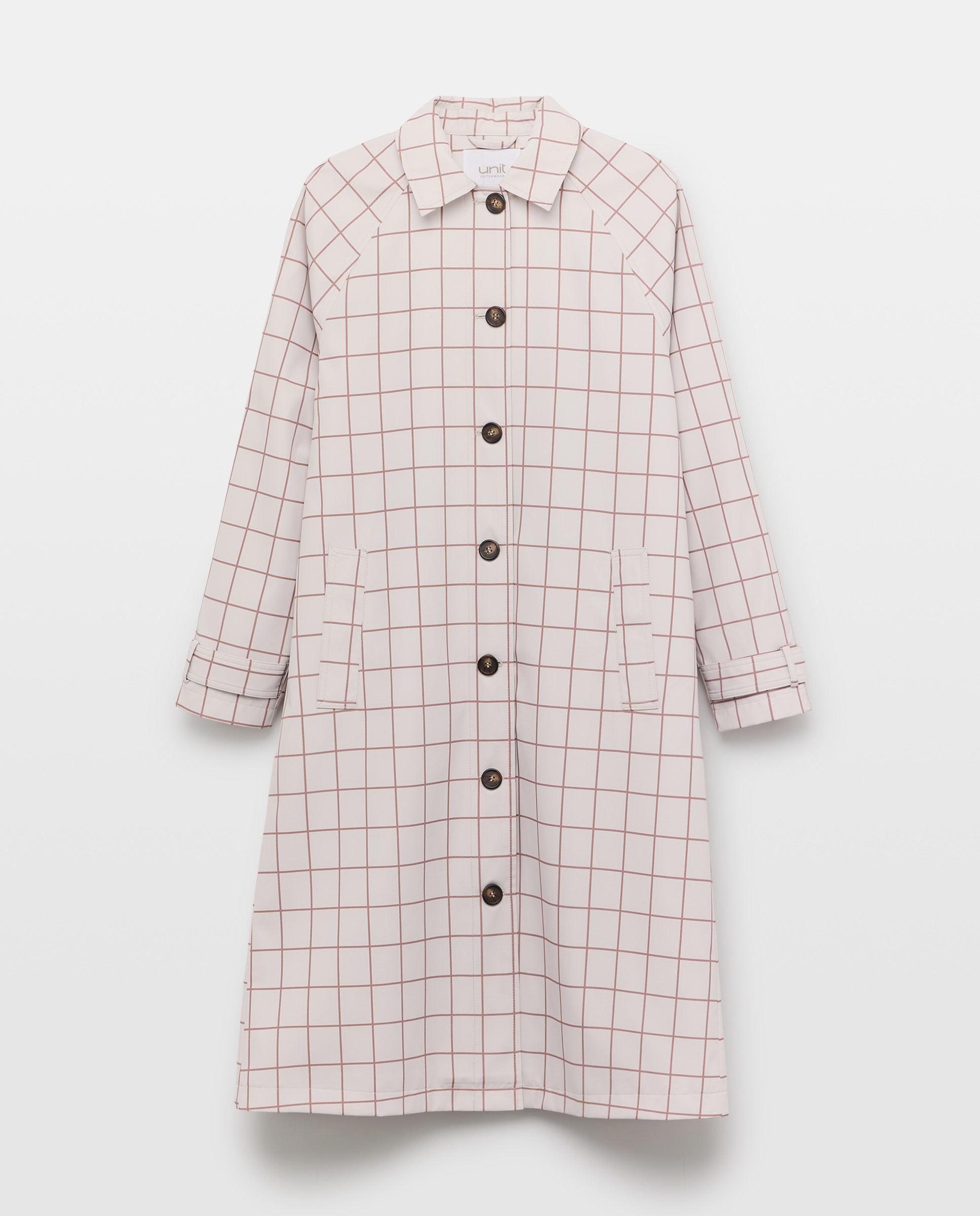 Gabardina larga de mujer de cuadros Multicolor-4