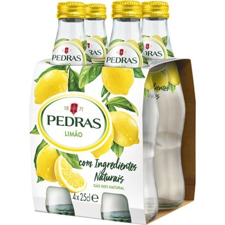 agua mineral natural con gas sabor limón pack 4 botellas 25 cl - Pedras