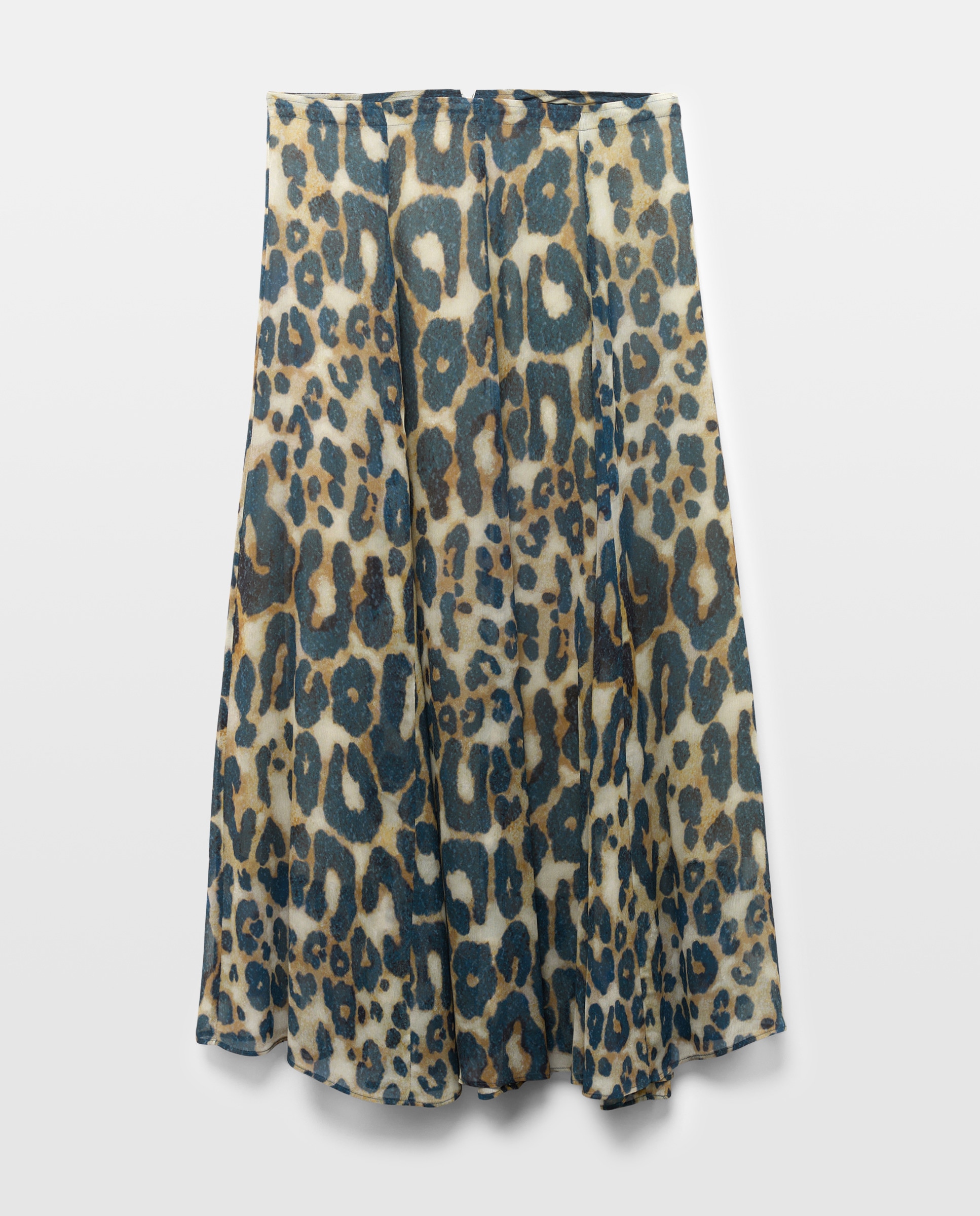 Saia midi com animal print Castanho-5