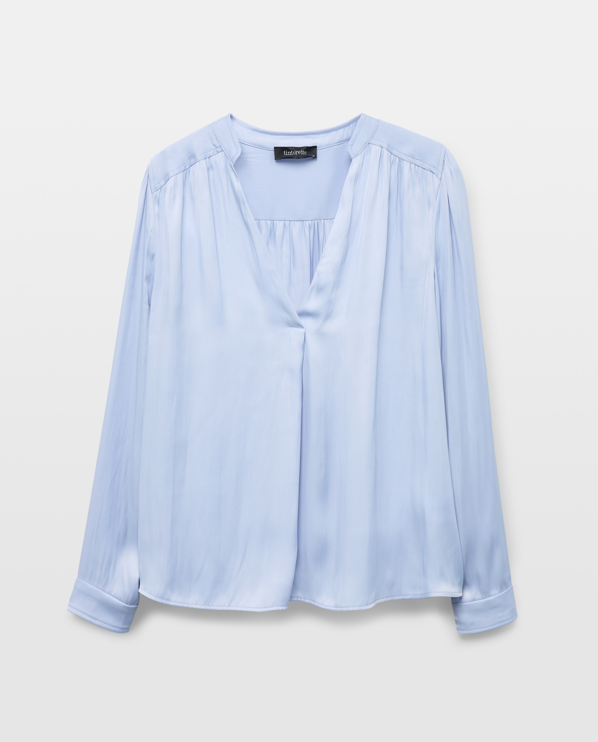 Blusa de Manga Comprida Acetinada 400 Azul-5
